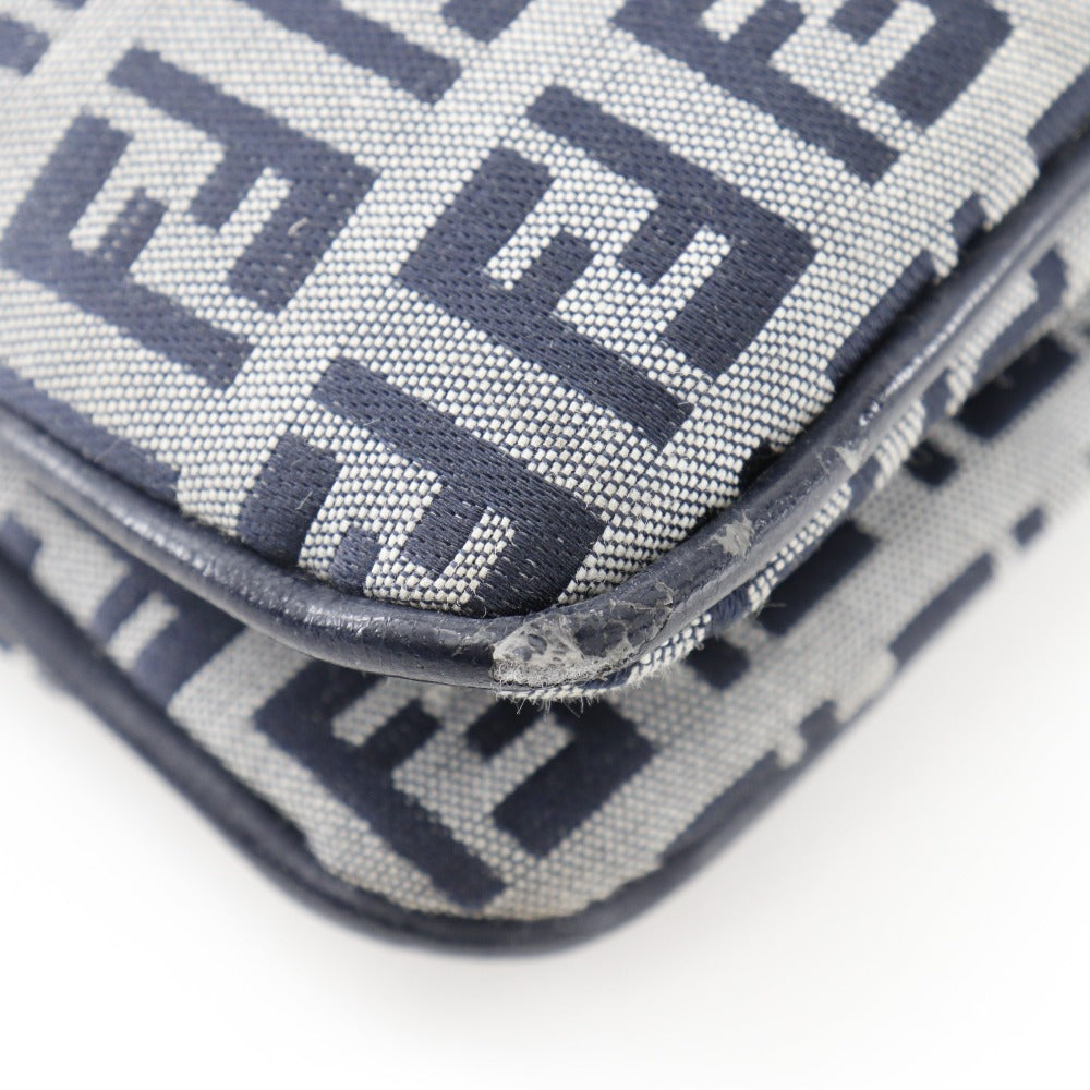 FENDI Shoulder Bag canvas Navy / Gray one belt Zucchino Women Used