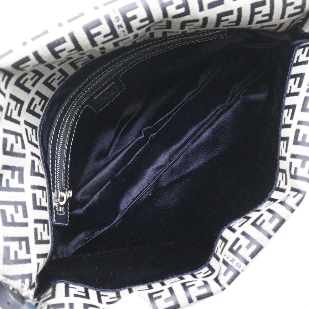 FENDI Shoulder Bag canvas Navy / Gray one belt Zucchino Women Used