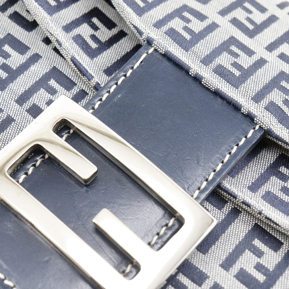 FENDI Shoulder Bag canvas Navy / Gray one belt Zucchino Women Used