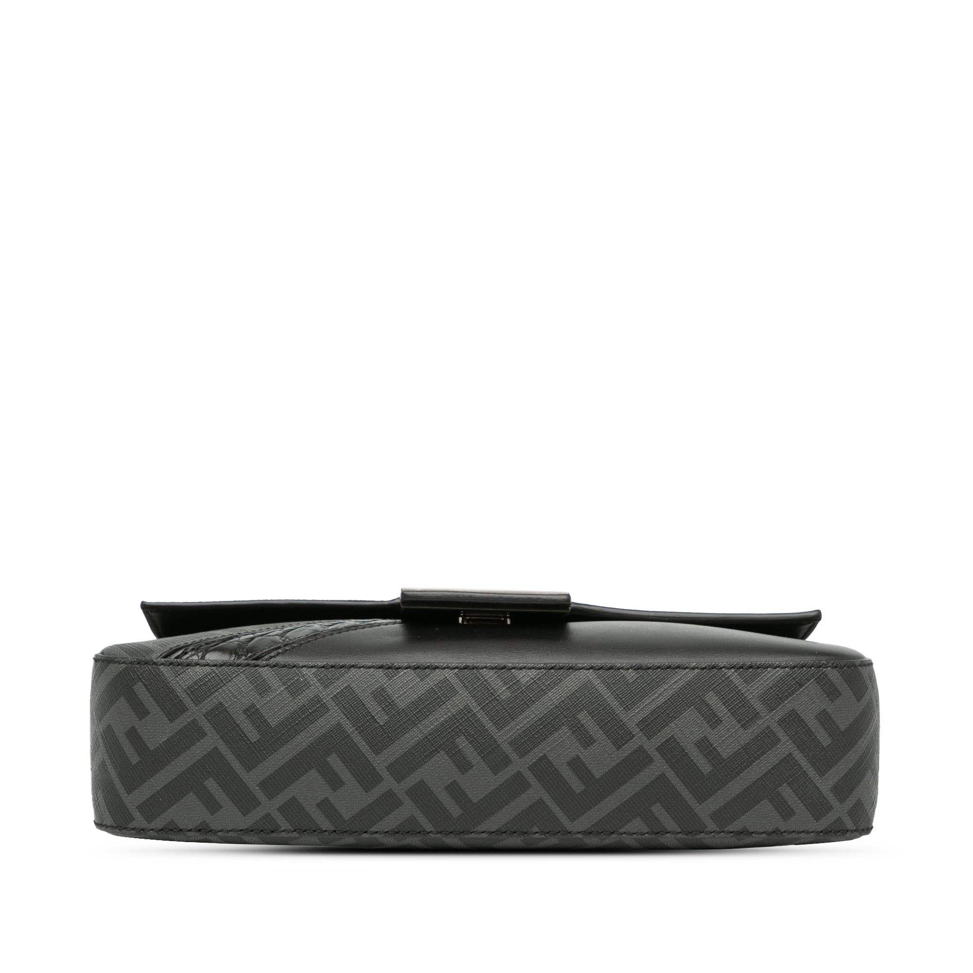 Black Fendi Zucca Coated Canvas And Calfskin Baguette Satchel