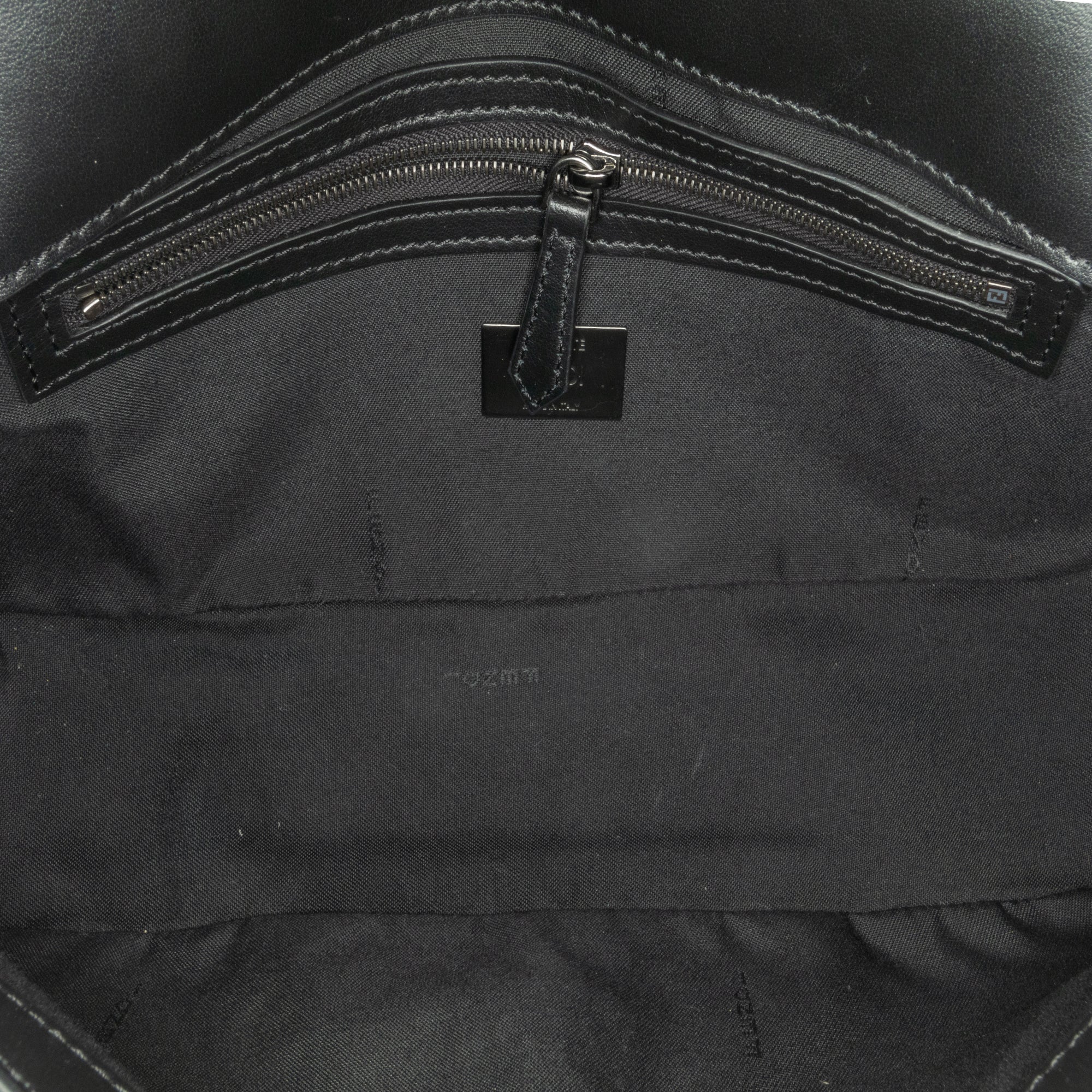 Black Fendi Zucca Coated Canvas And Calfskin Baguette Satchel