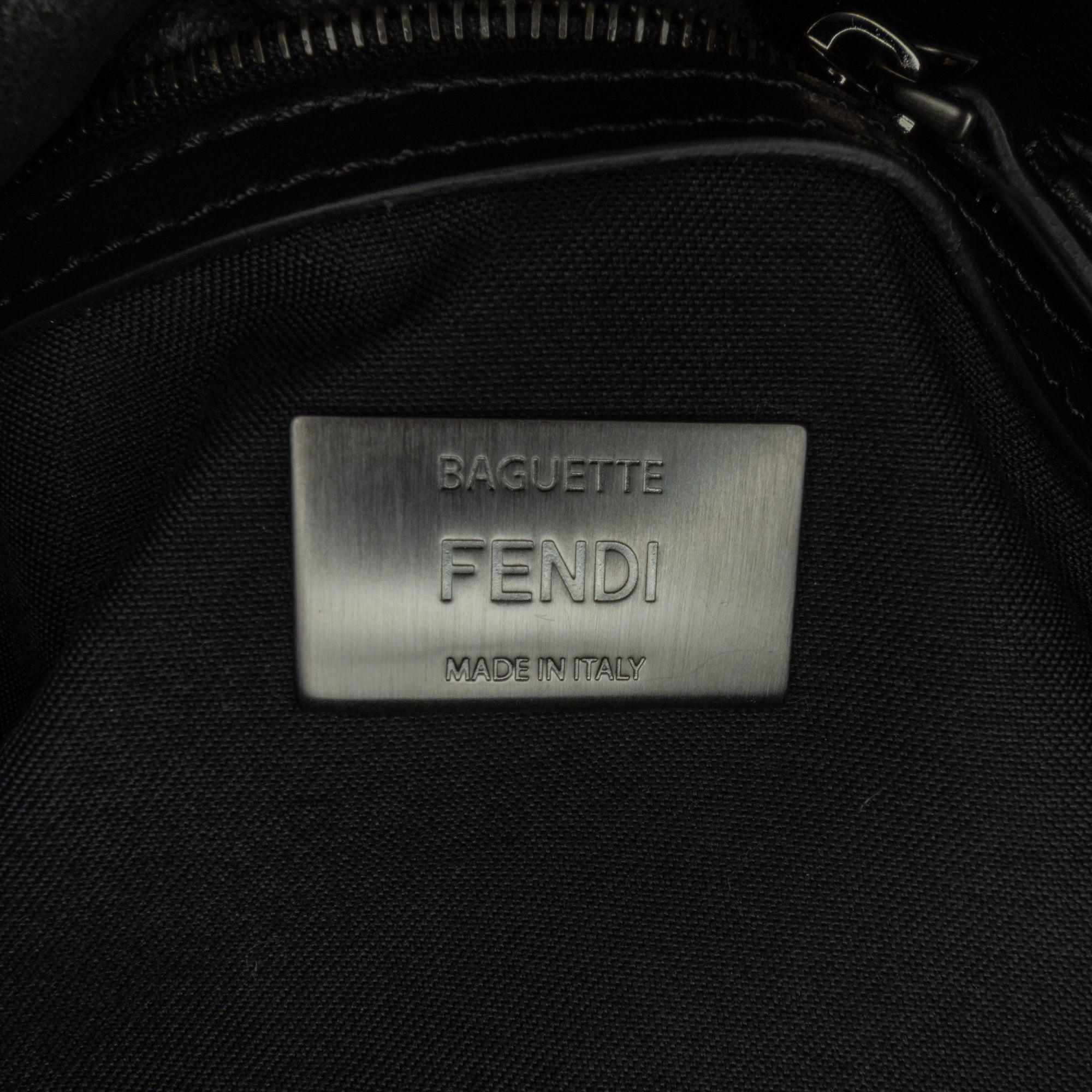 Black Fendi Zucca Coated Canvas And Calfskin Baguette Satchel