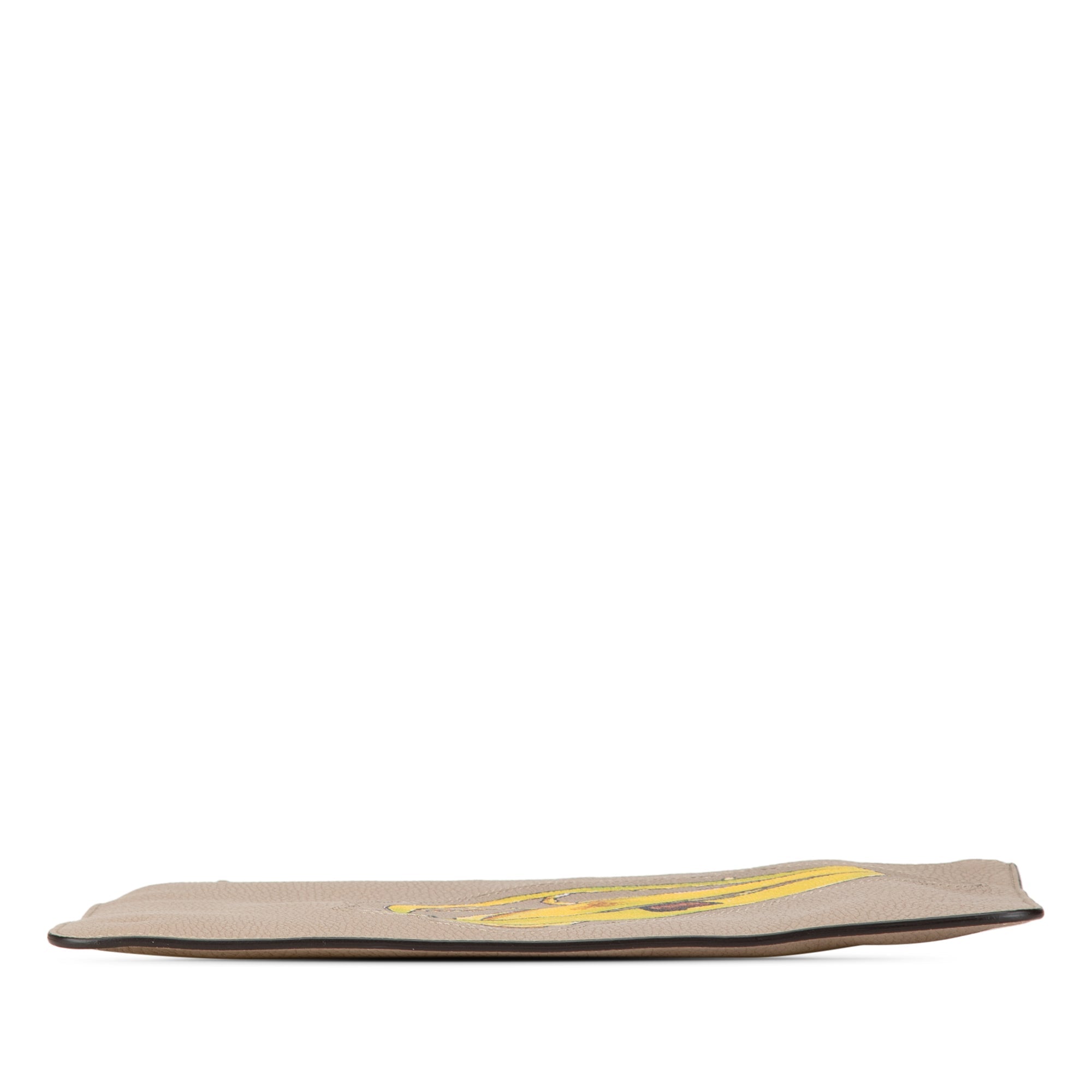 Brown Fendi Sue Tilley Leather Banana Zip Clutch