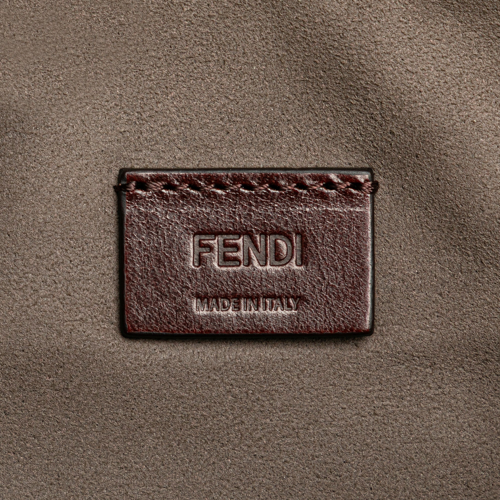 Brown Fendi Sue Tilley Leather Banana Zip Clutch