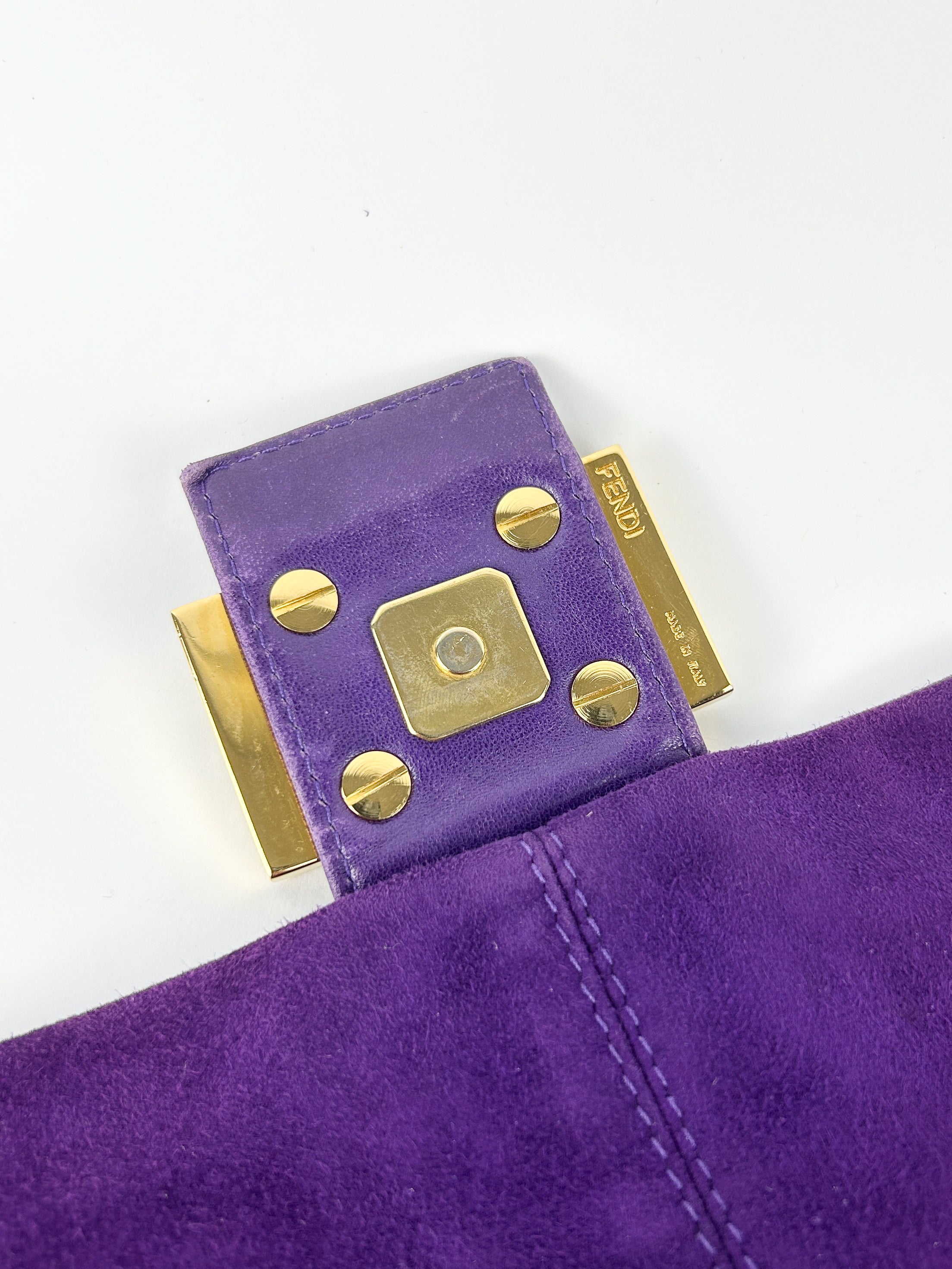Vintage Fendi Purple Suede Mamma Baguette Shoulder Bag