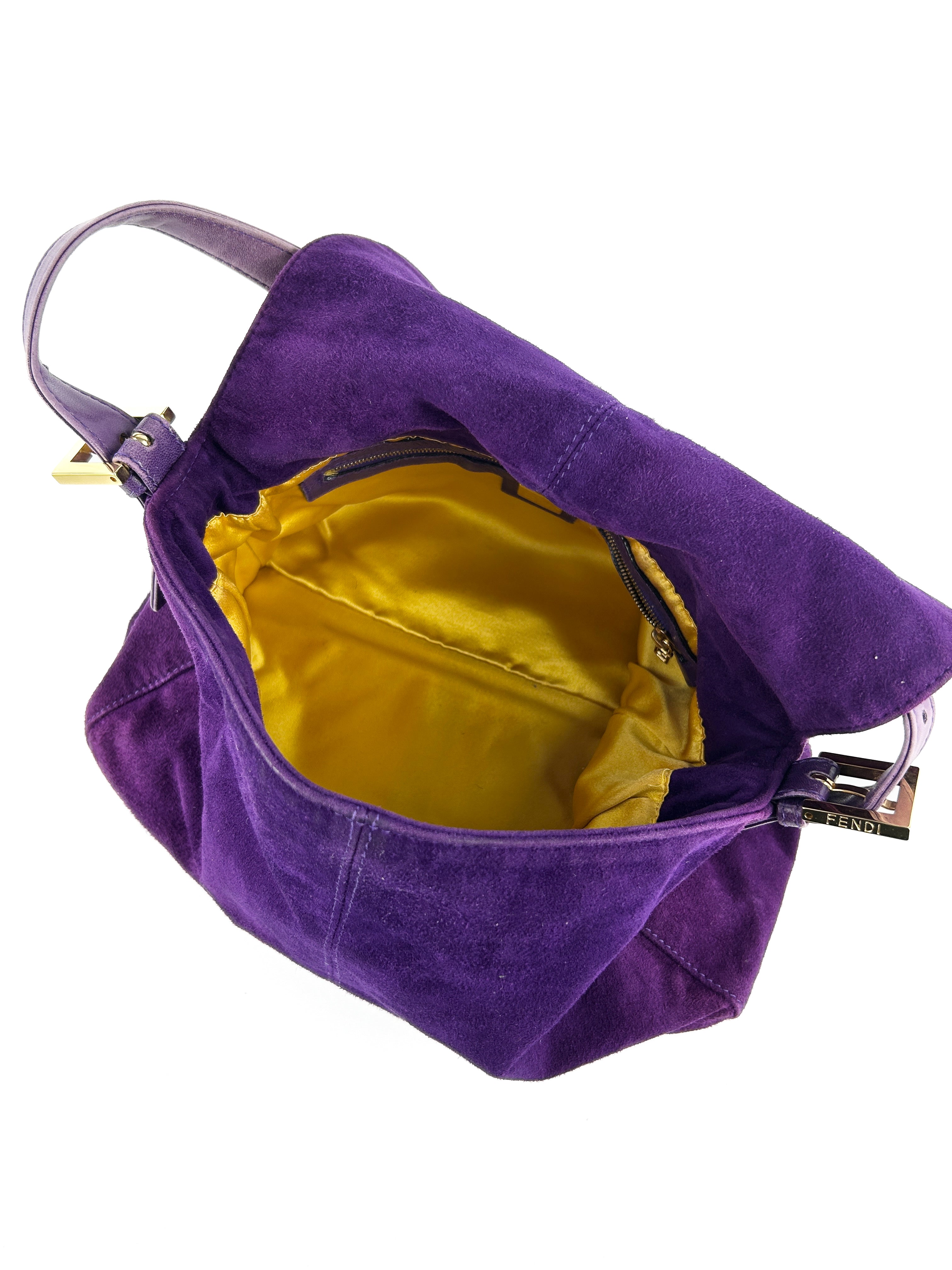 Vintage Fendi Purple Suede Mamma Baguette Shoulder Bag