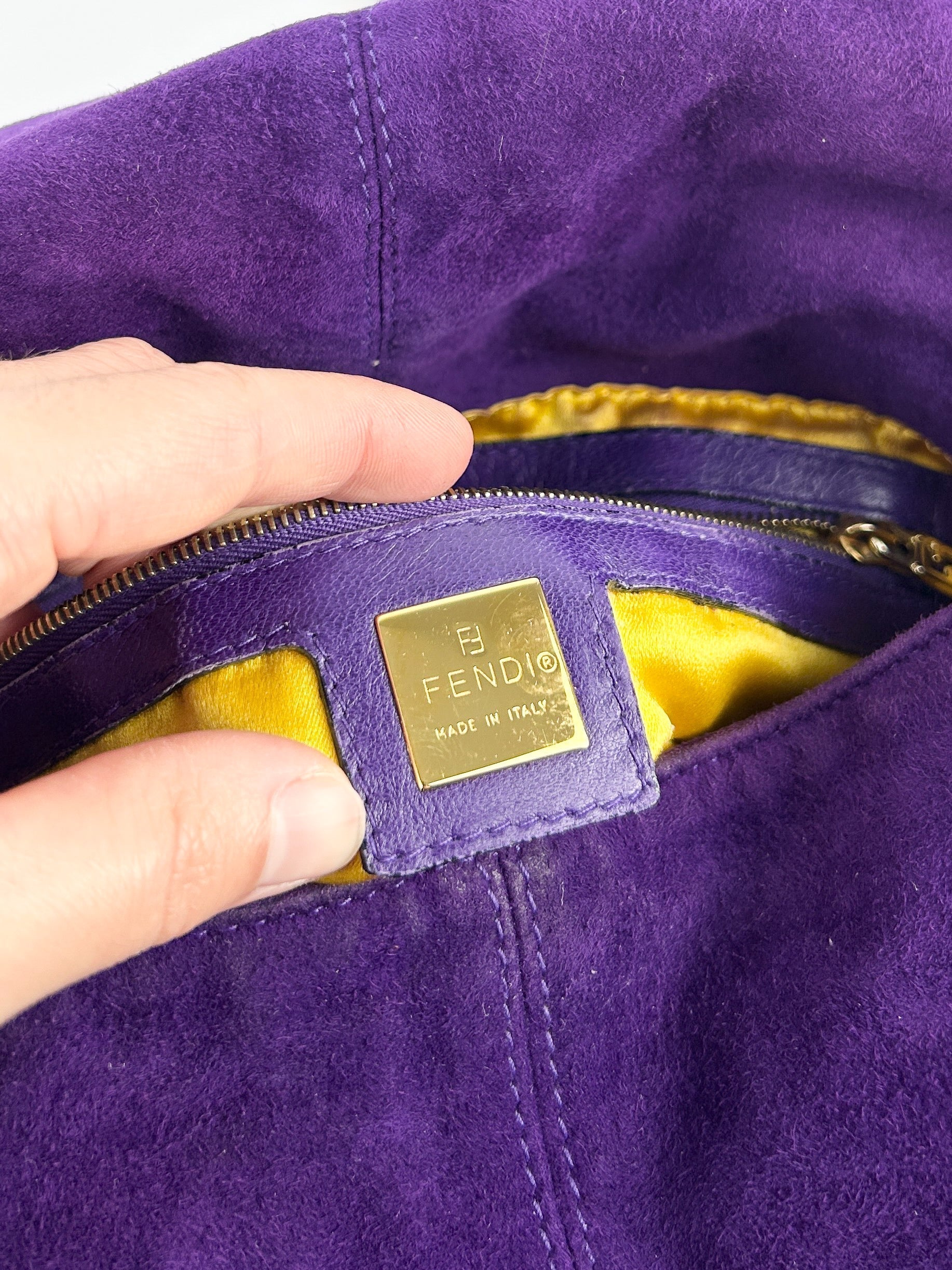 Vintage Fendi Purple Suede Mamma Baguette Shoulder Bag