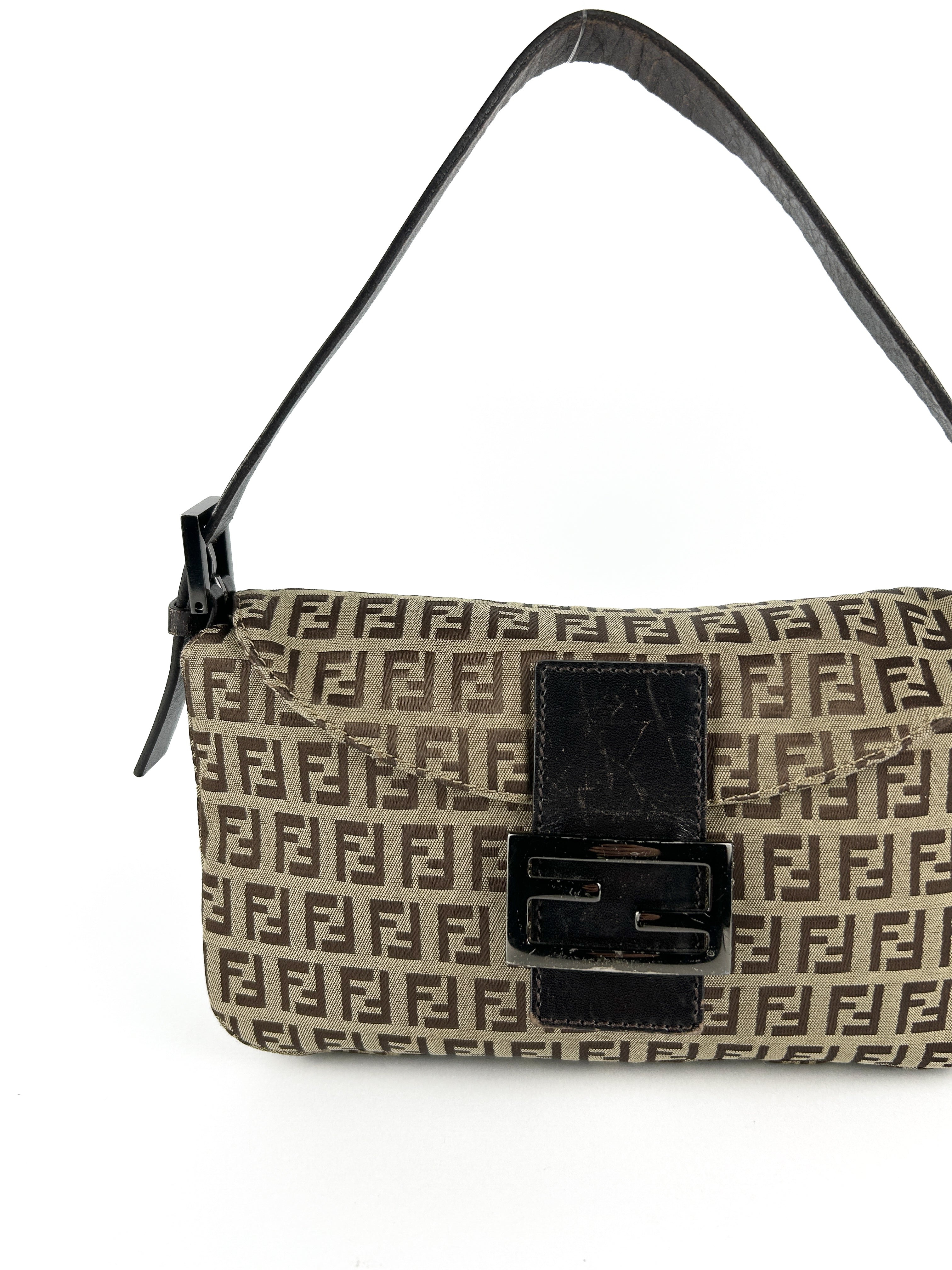Vintage Fendi Zucca Baguette Shoulder Bag