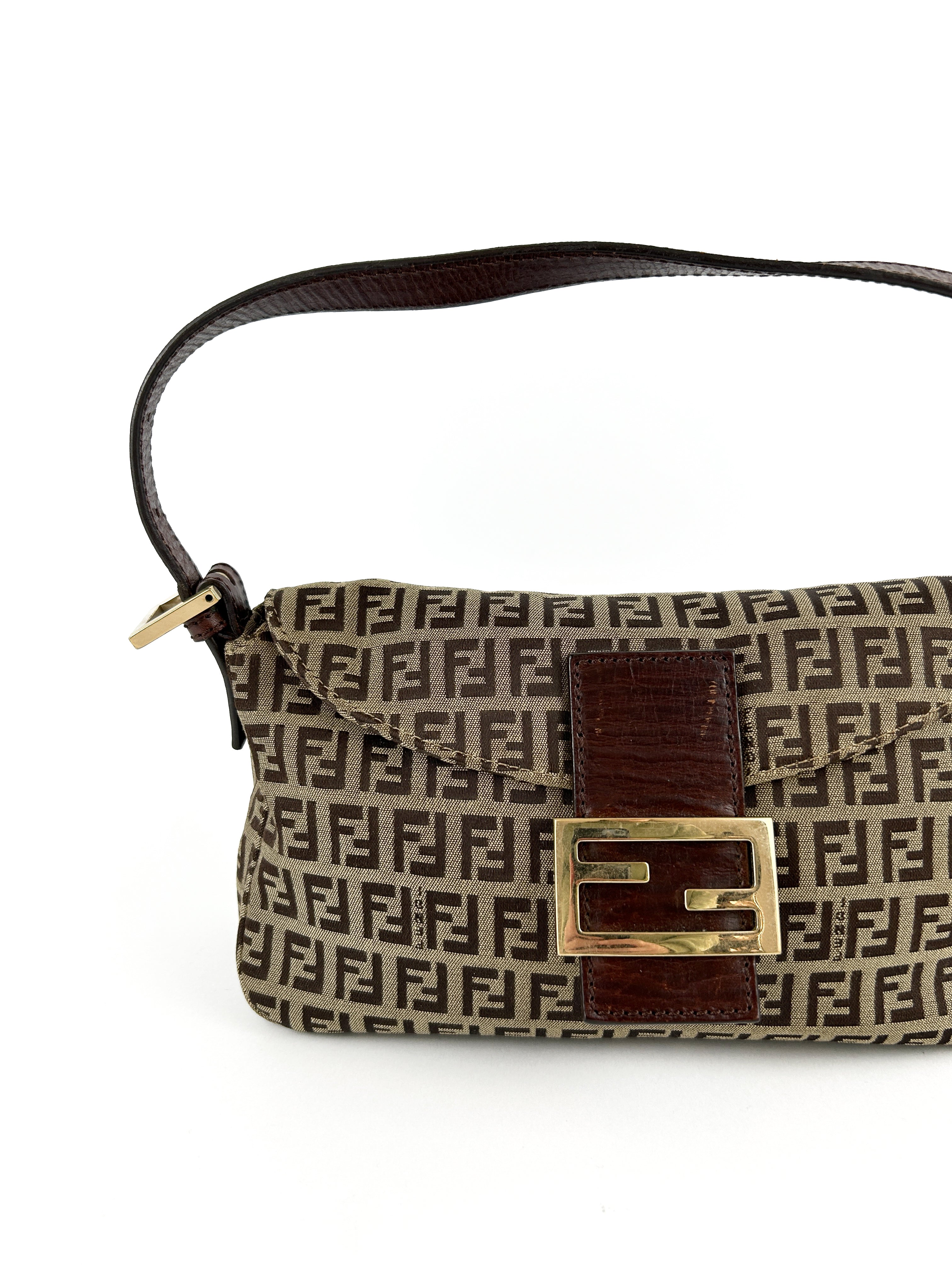 Vintage Fendi Zucca Baguette Shoulder Bag