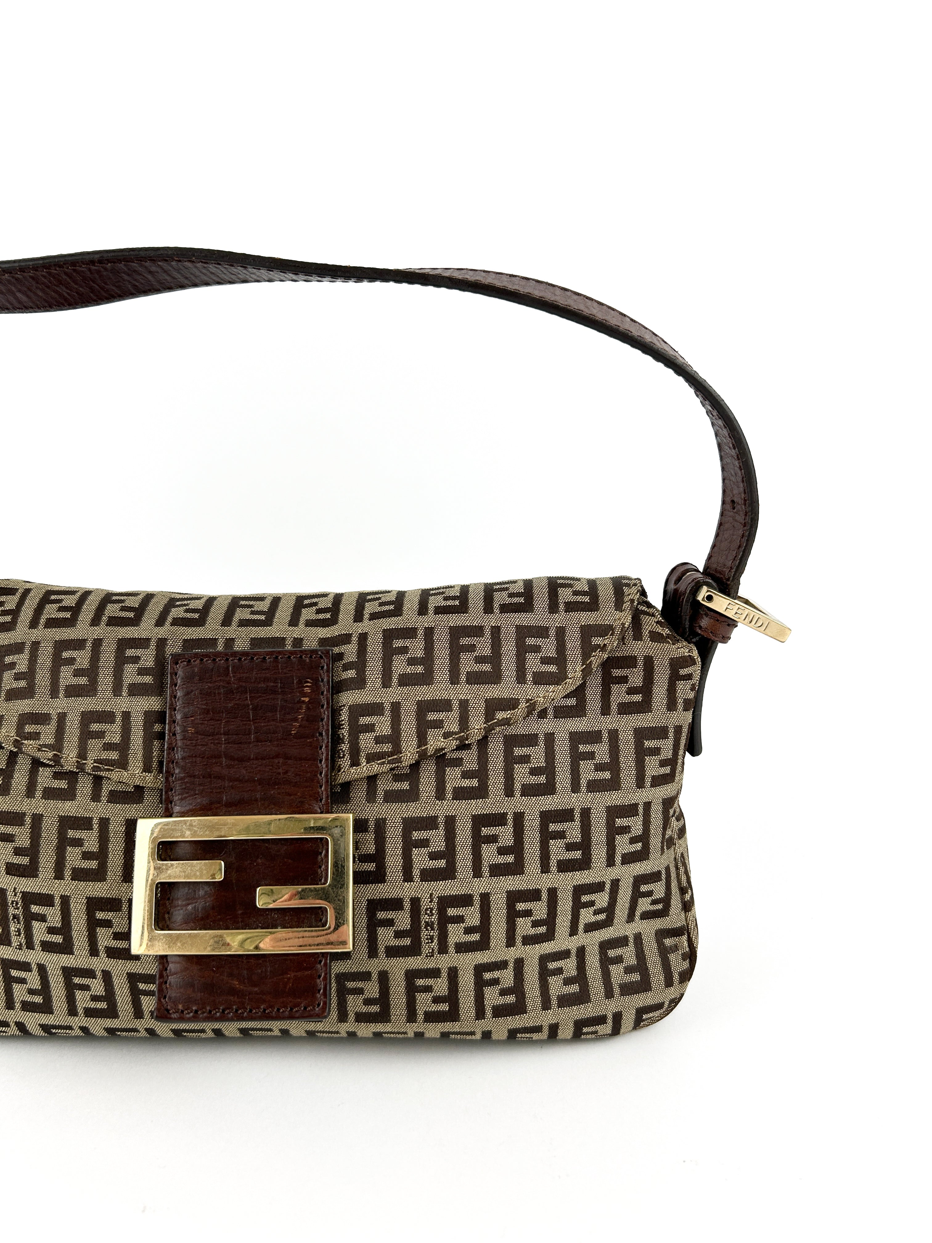 Vintage Fendi Zucca Baguette Shoulder Bag