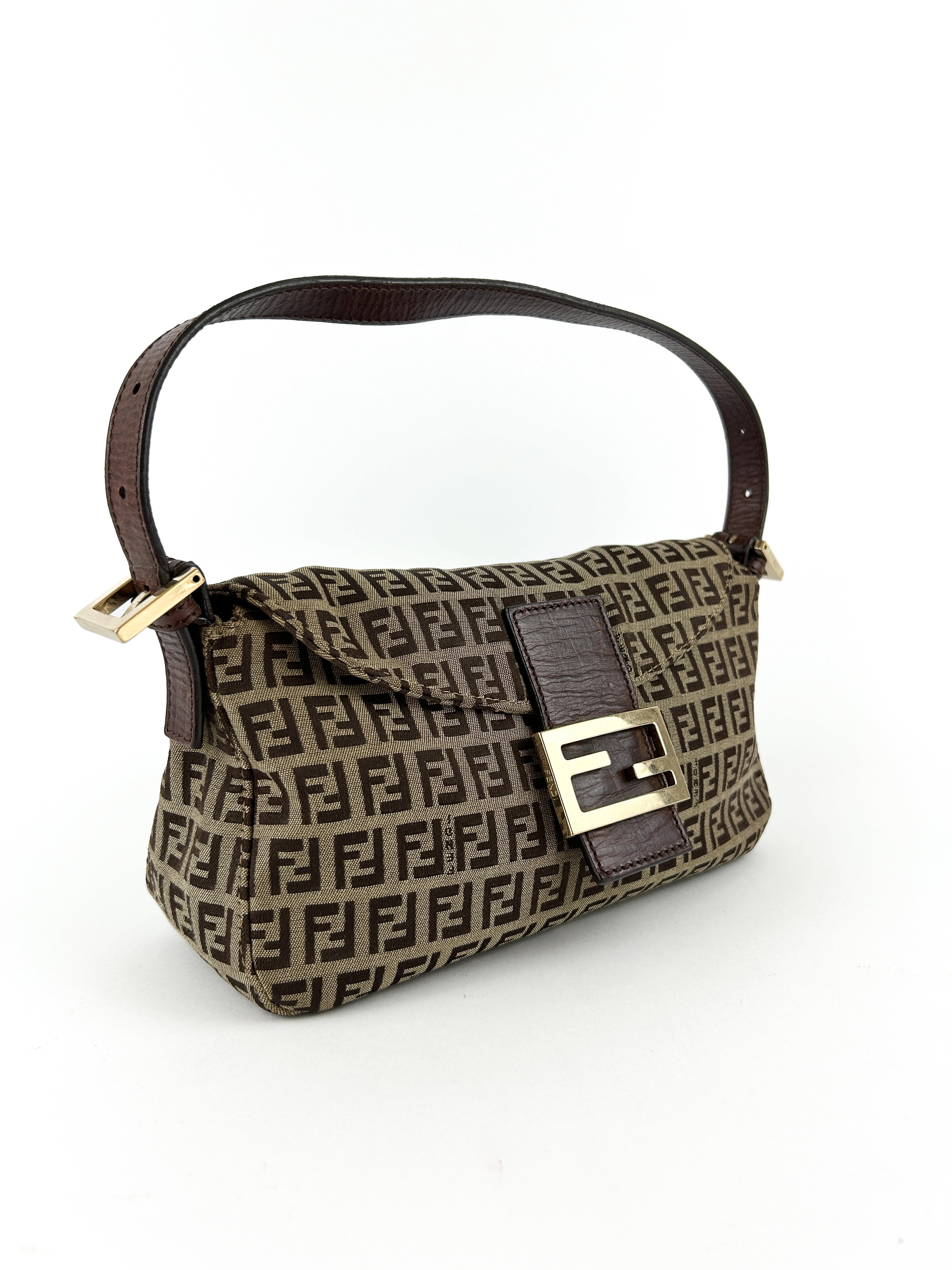 Vintage Fendi Zucca Baguette Shoulder Bag