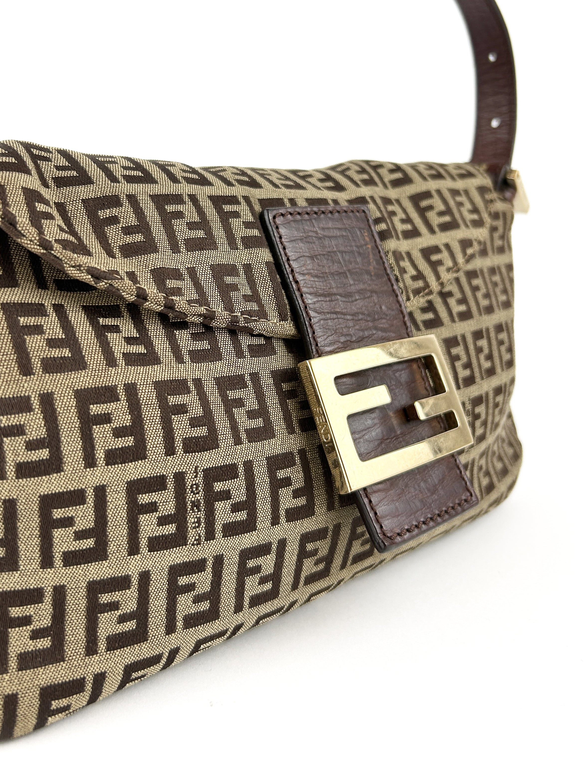 Vintage Fendi Zucca Baguette Shoulder Bag