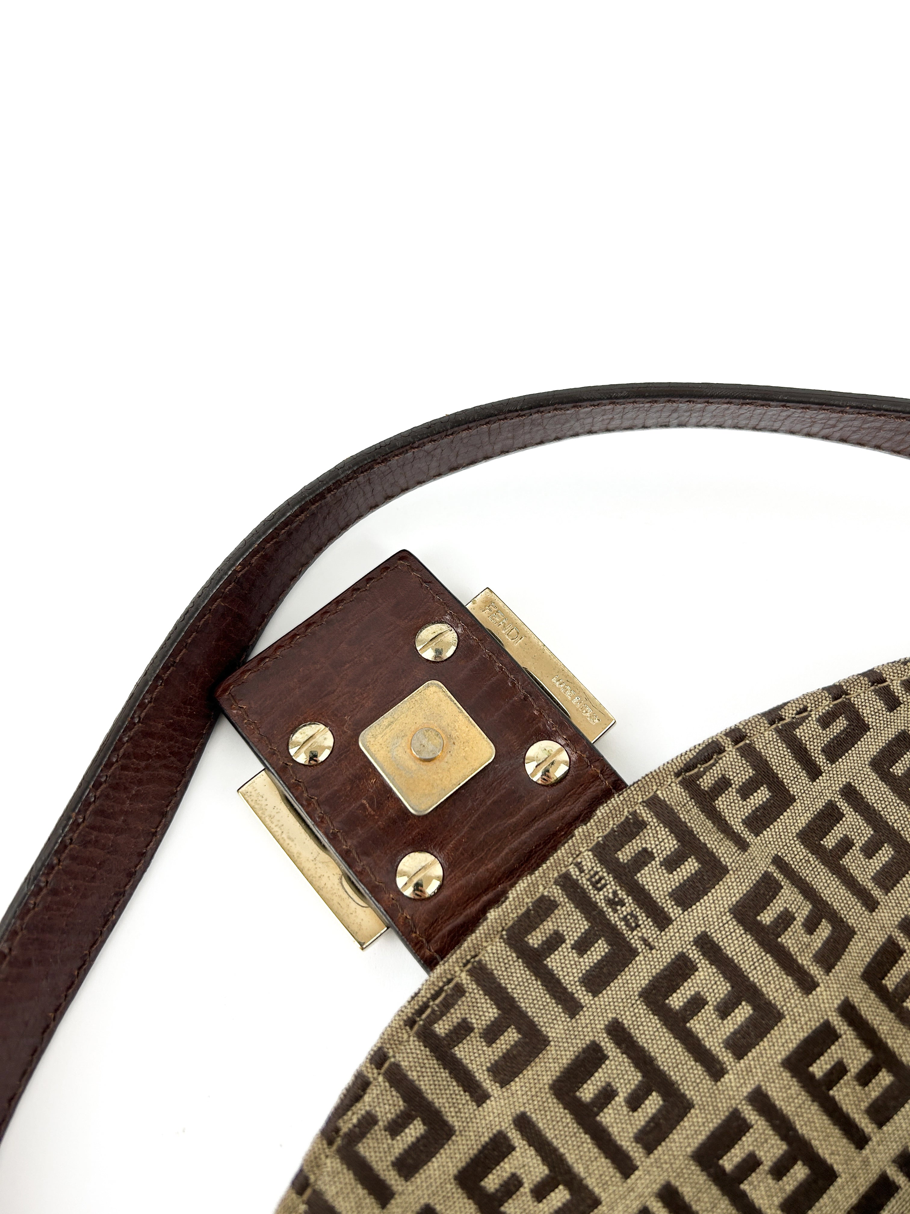 Vintage Fendi Zucca Baguette Shoulder Bag