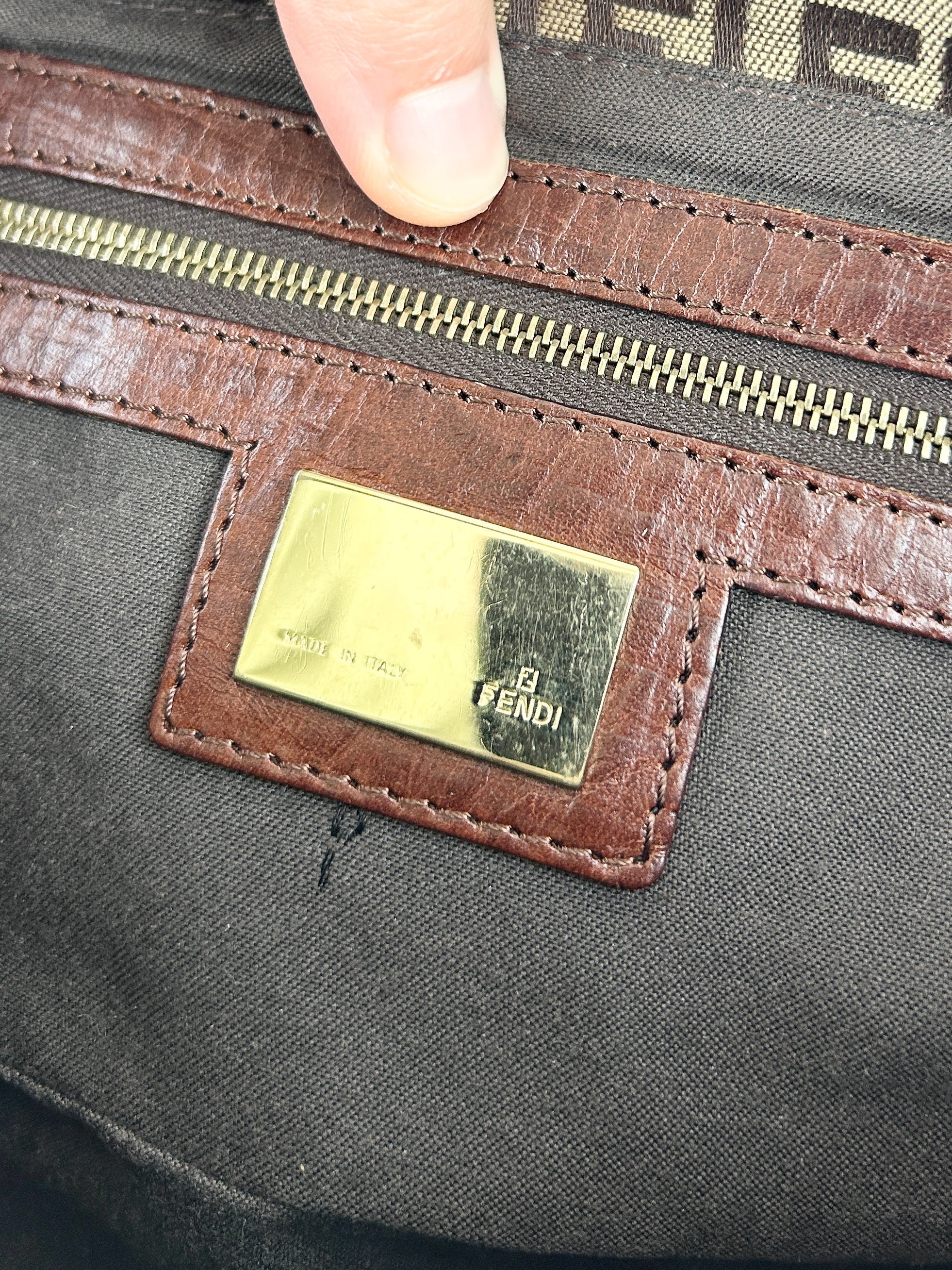Vintage Fendi Zucca Baguette Shoulder Bag