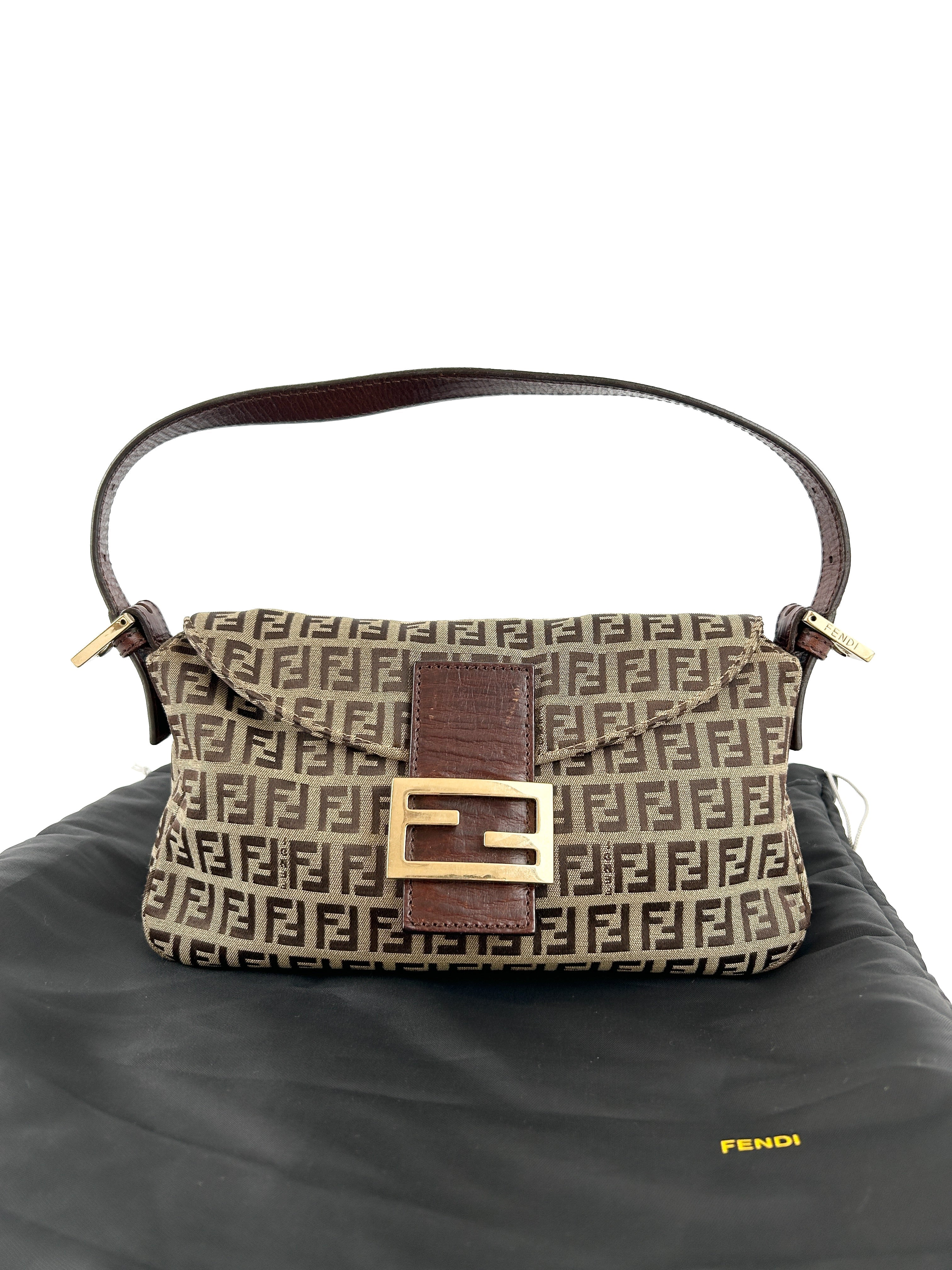 Vintage Fendi Zucca Baguette Shoulder Bag