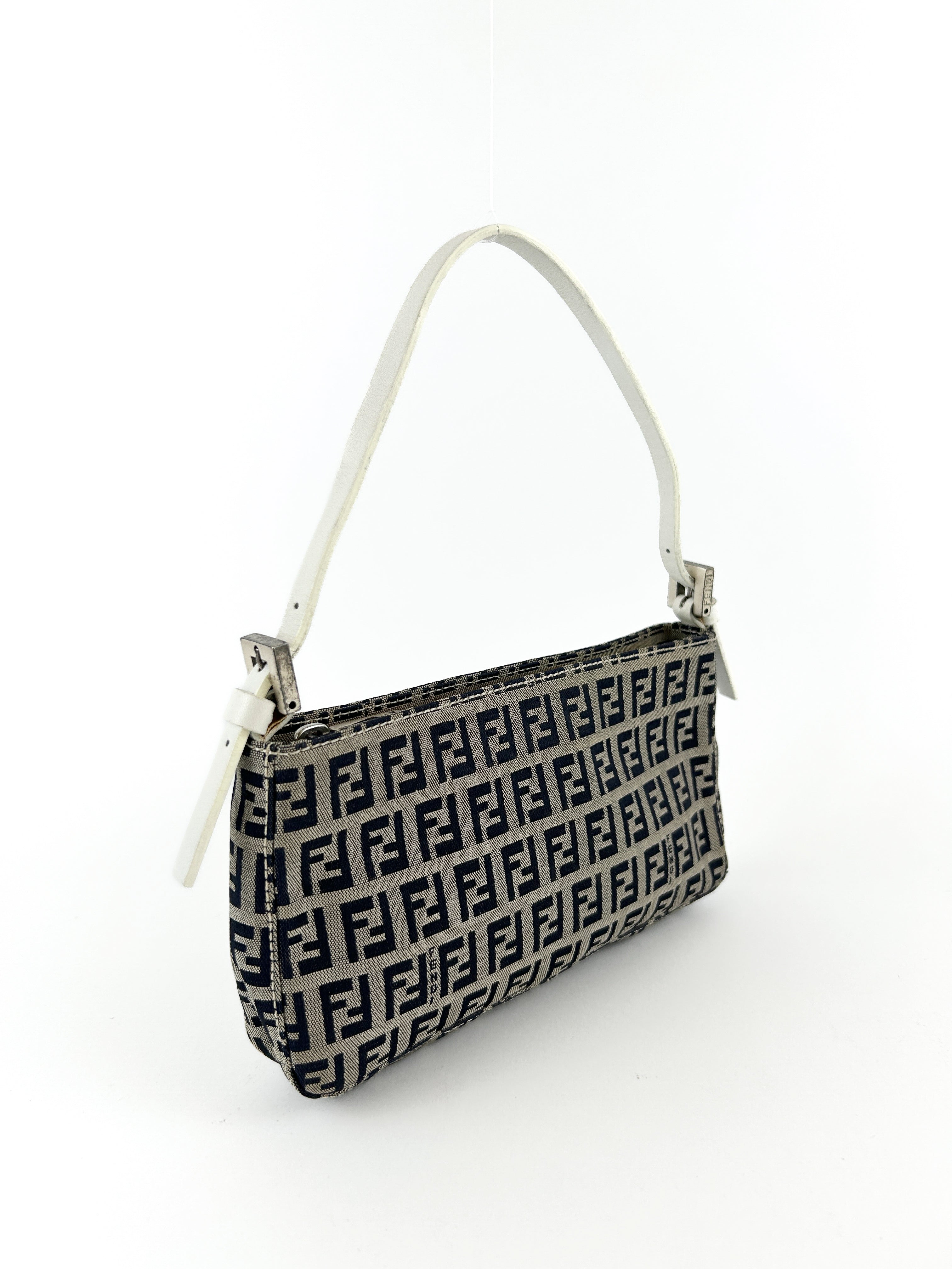 Vintage Fendi Zucca Grey Monogram Shoulder Bag