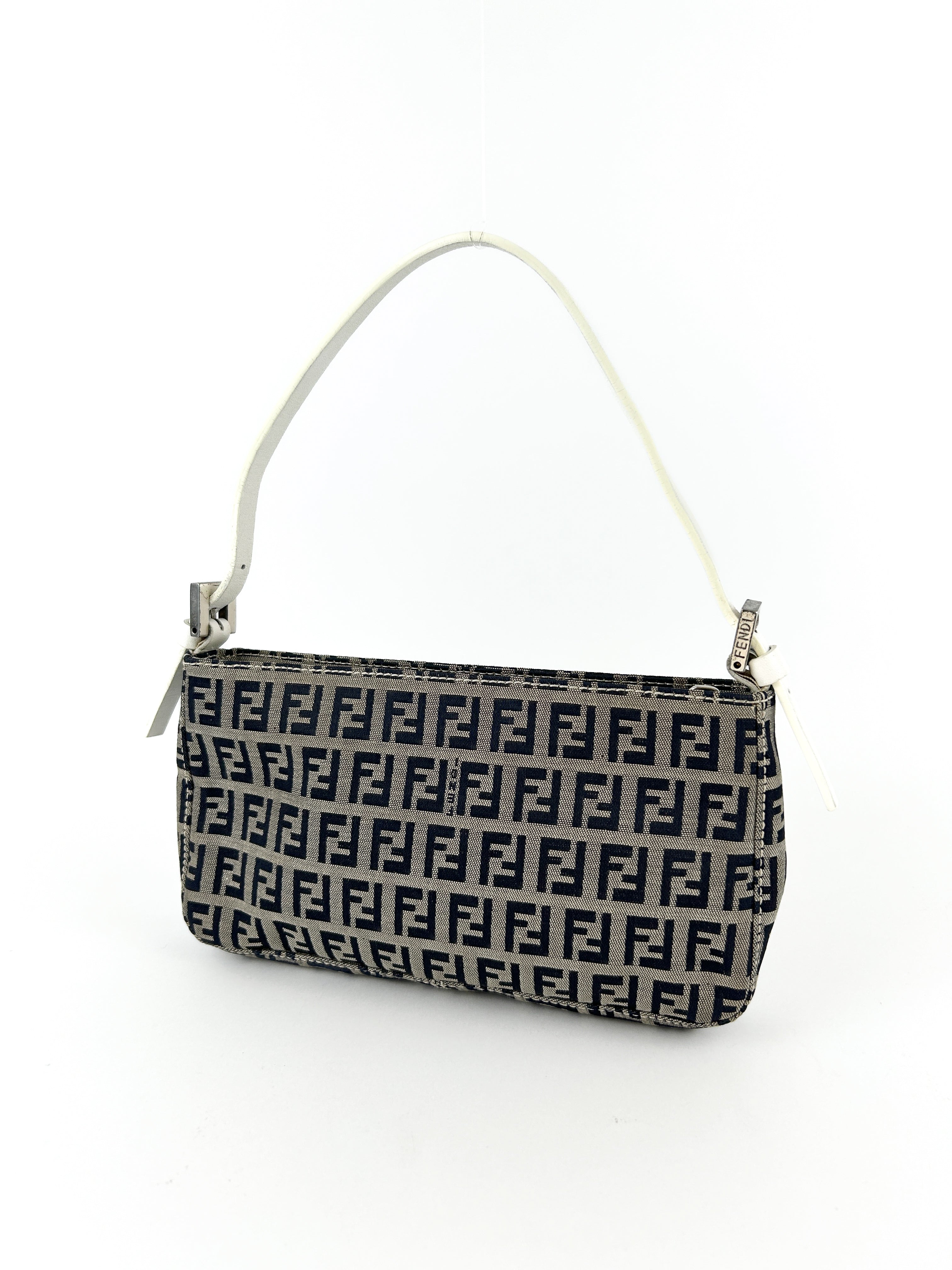 Vintage Fendi Zucca Grey Monogram Shoulder Bag