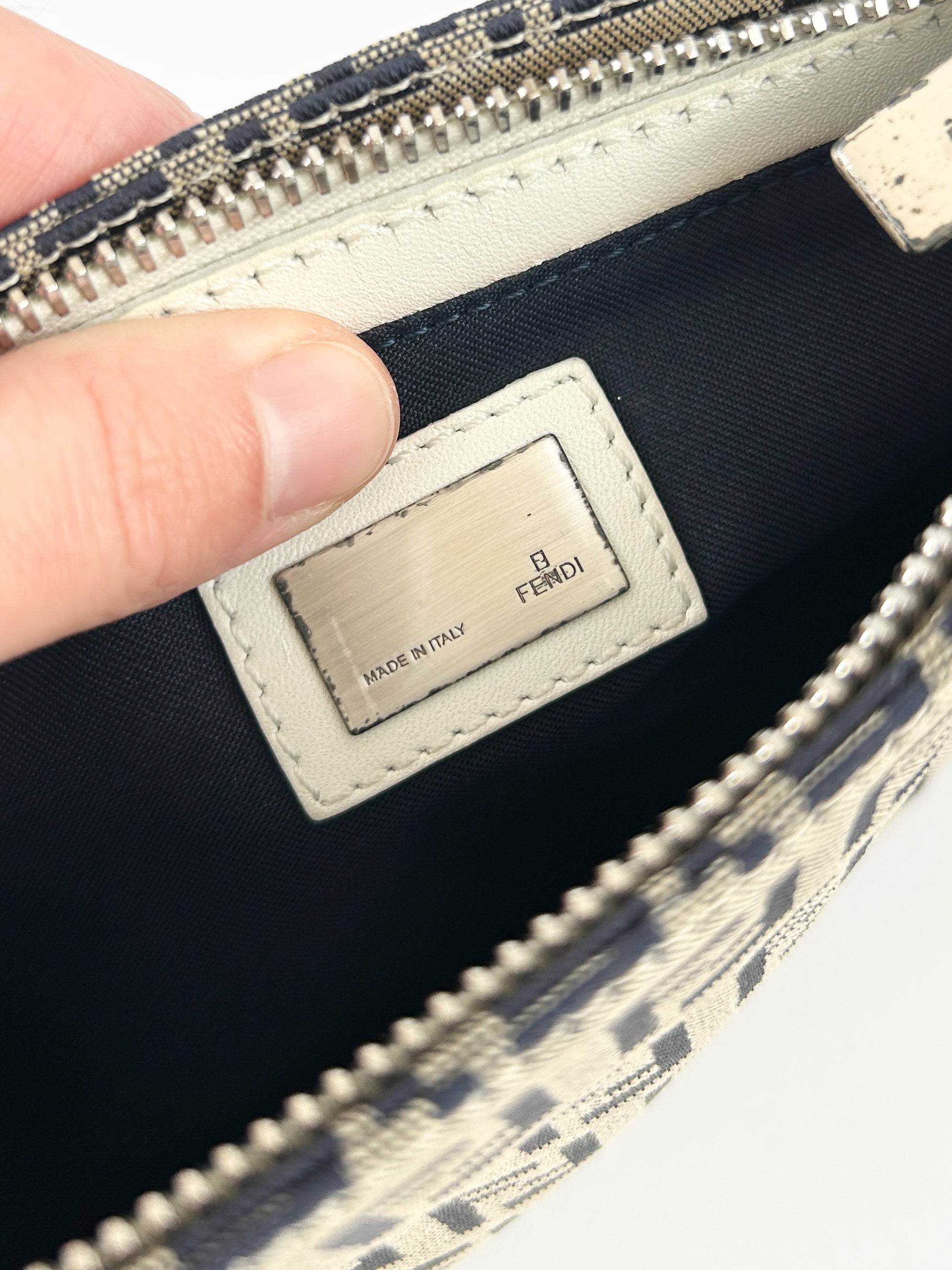 Vintage Fendi Zucca Grey Monogram Shoulder Bag