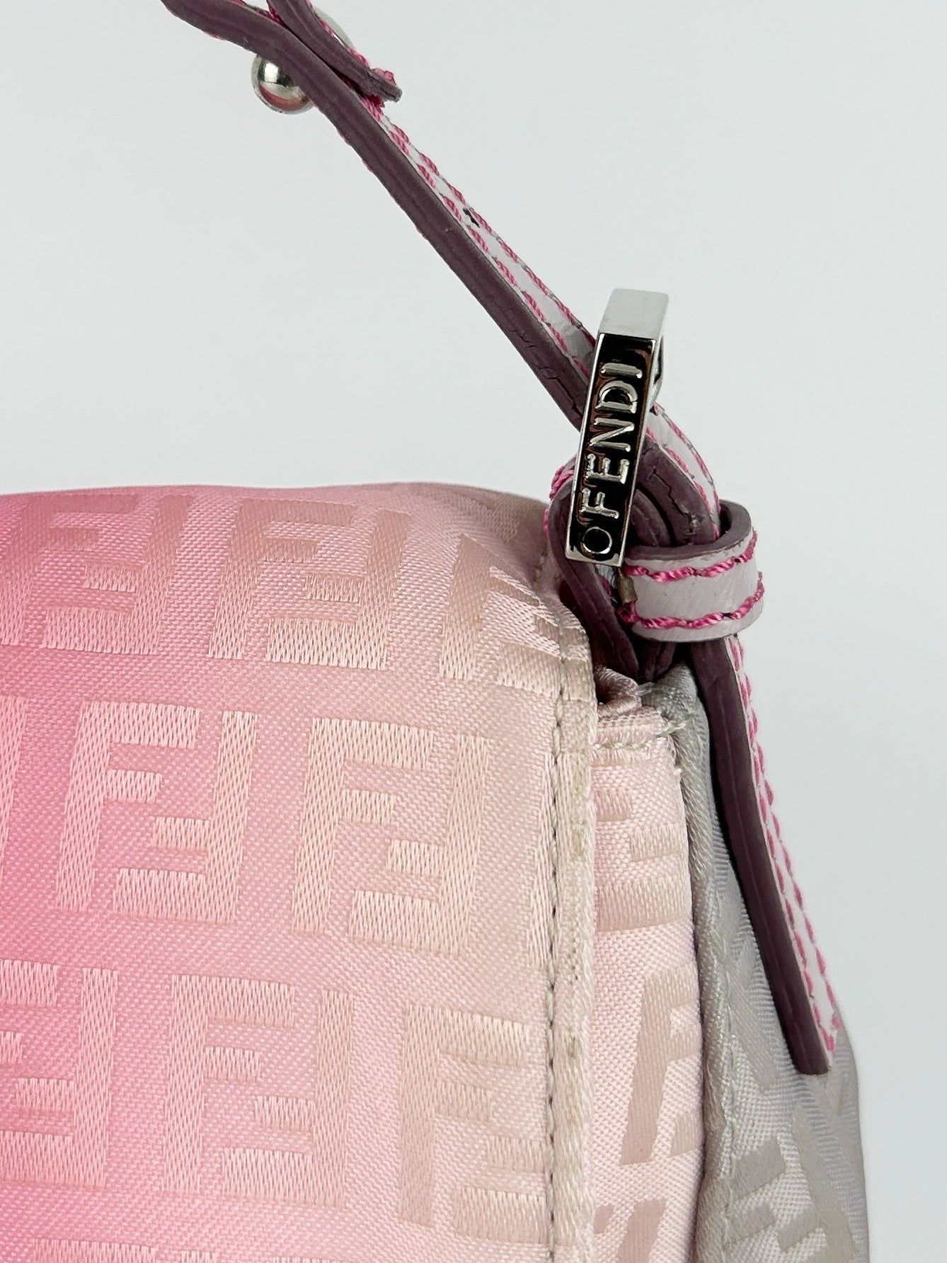 Fendi Zucca Pink Ombré Chain Mini Mamma Baguette Bag