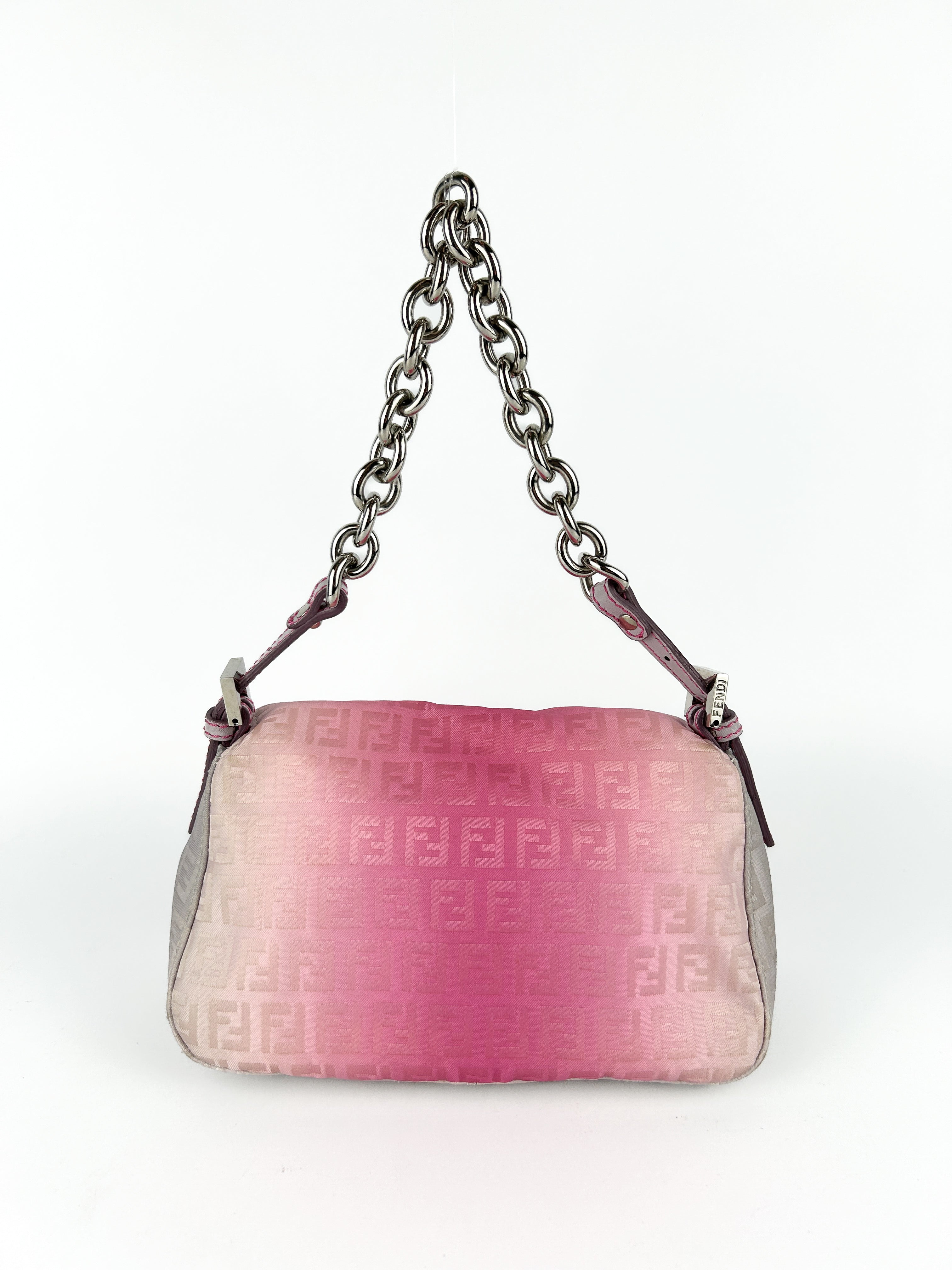 Fendi Zucca Pink Ombré Chain Mini Mamma Baguette Bag