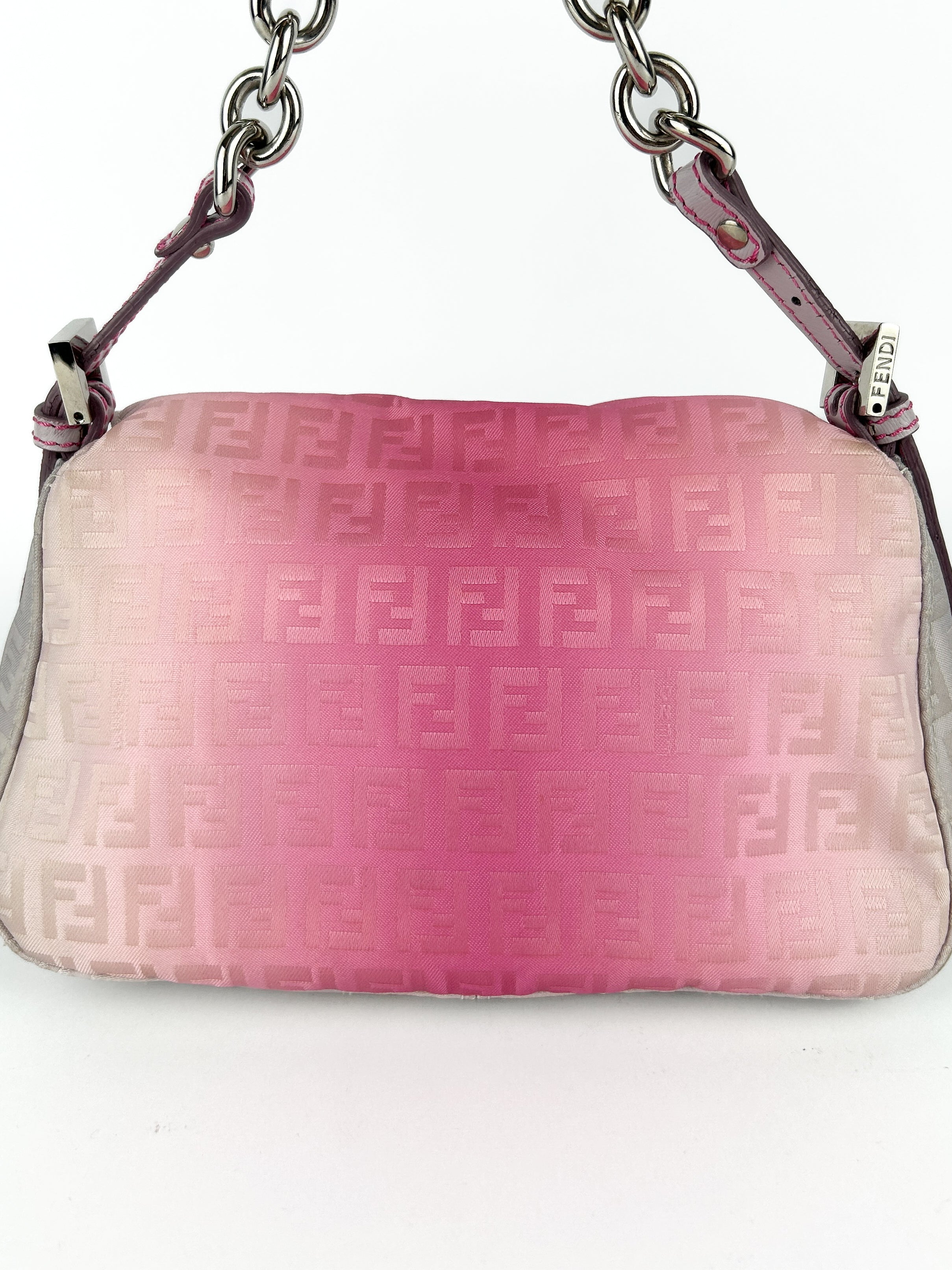 Fendi Zucca Pink Ombré Chain Mini Mamma Baguette Bag