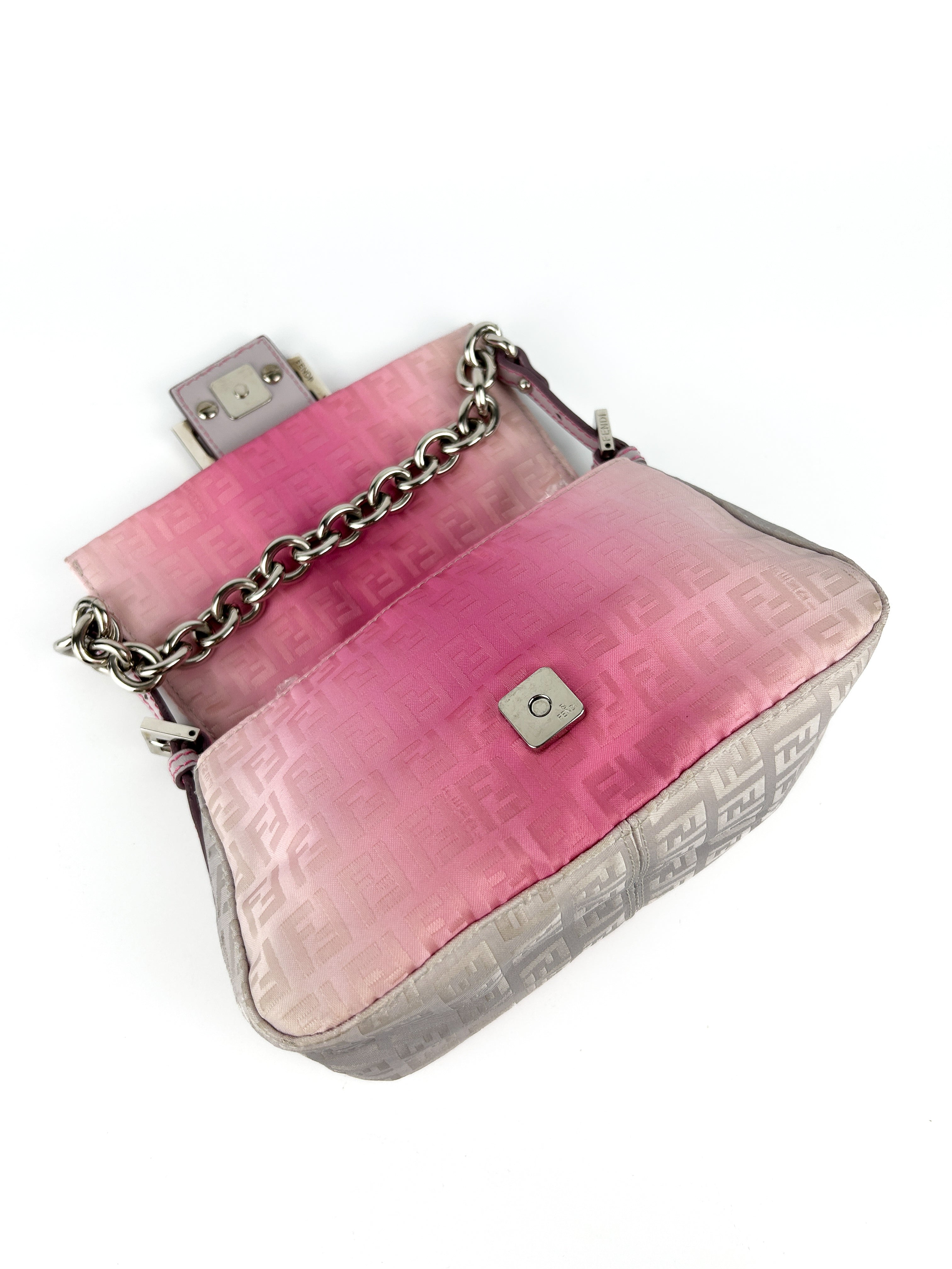 Fendi Zucca Pink Ombré Chain Mini Mamma Baguette Bag