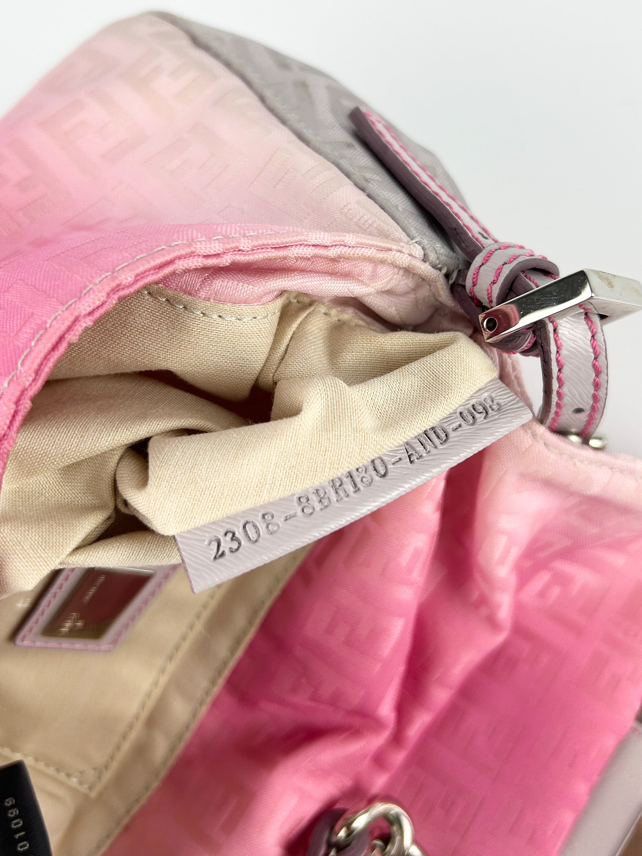 Fendi Zucca Pink Ombré Chain Mini Mamma Baguette Bag