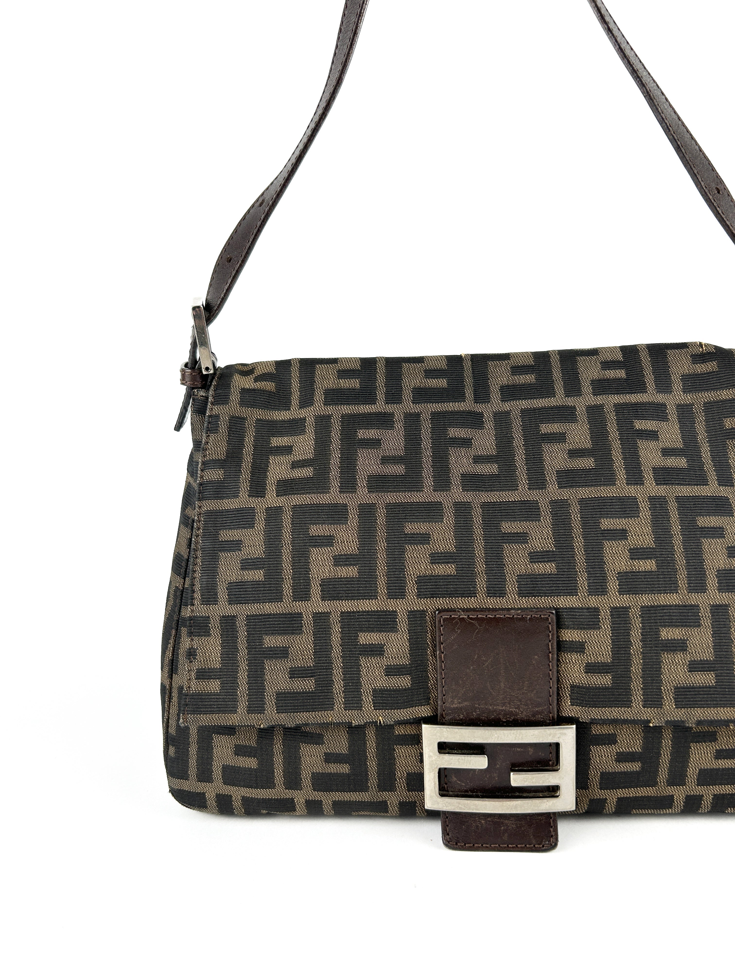 Vintage Fendi Zucca Mamma Baguette Shoulder Bag