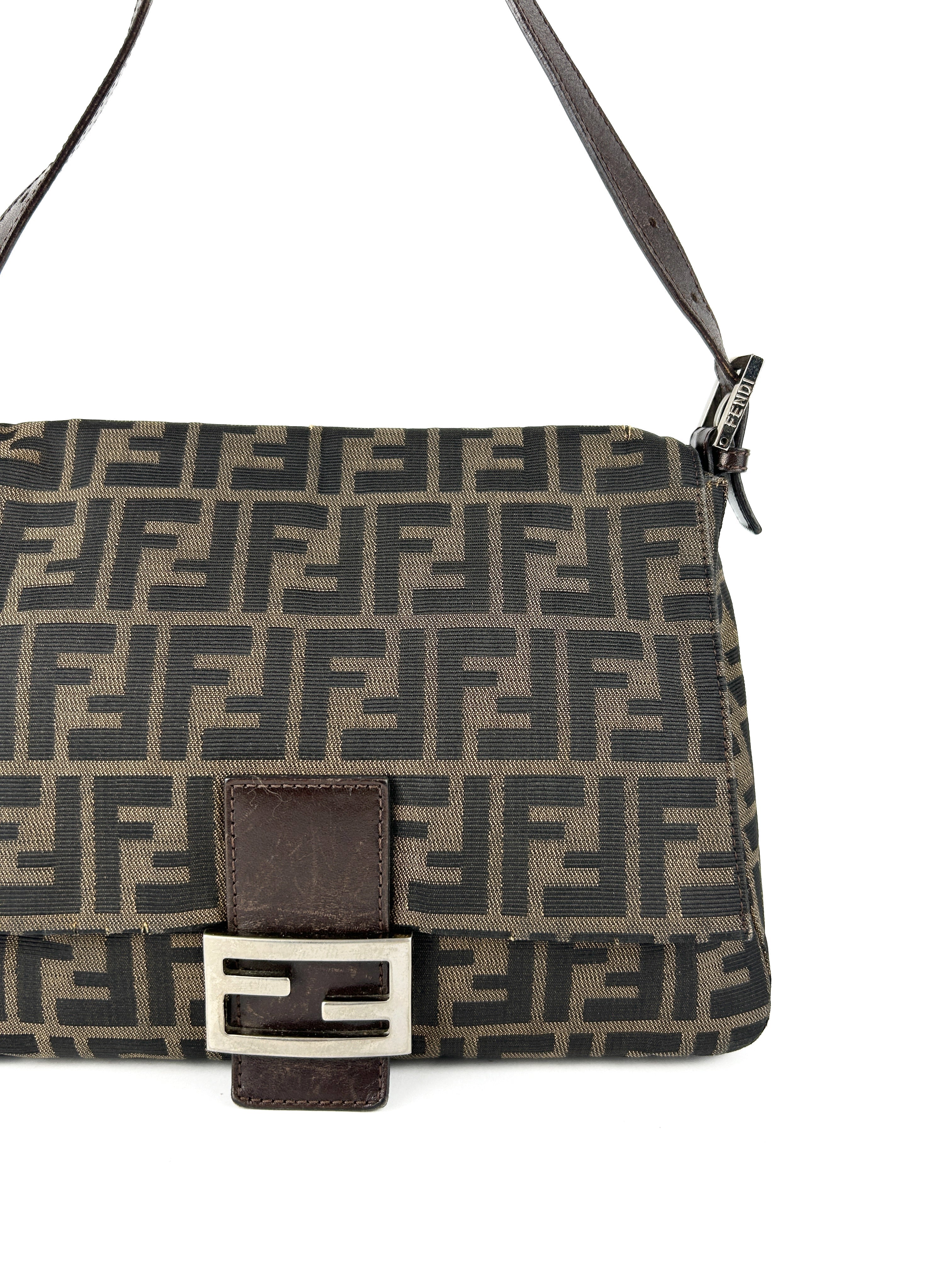 Vintage Fendi Zucca Mamma Baguette Shoulder Bag