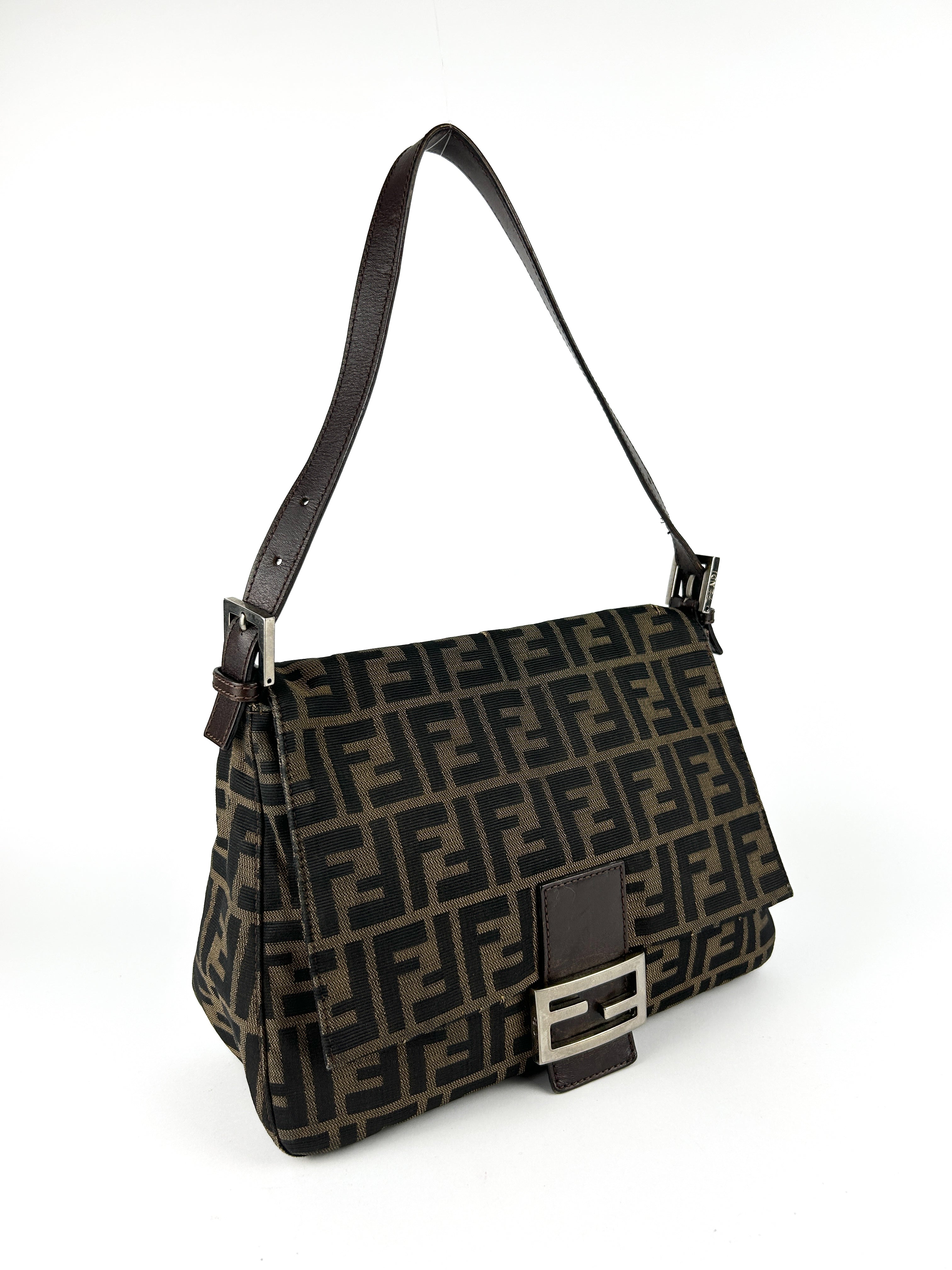Vintage Fendi Zucca Mamma Baguette Shoulder Bag