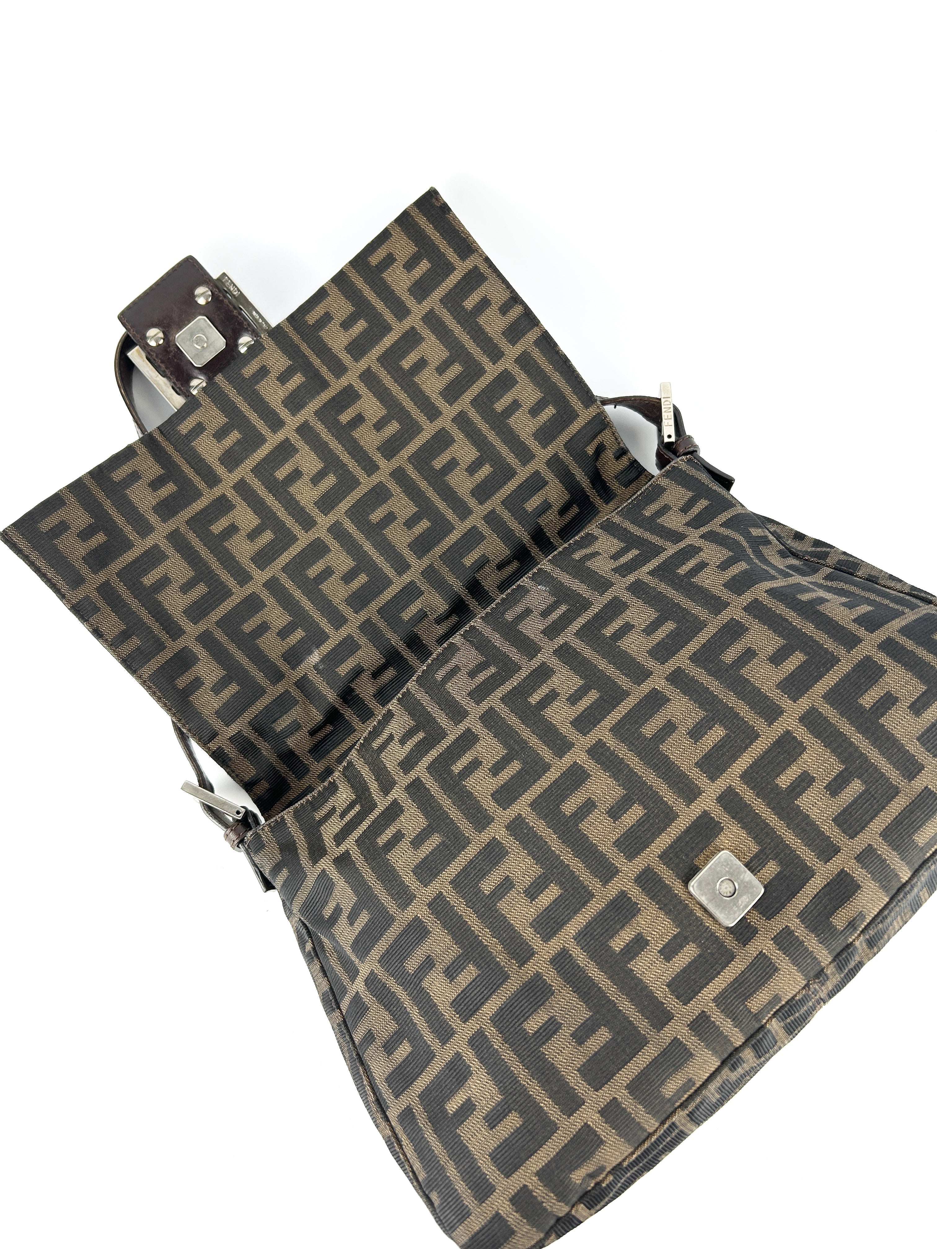 Vintage Fendi Zucca Mamma Baguette Shoulder Bag