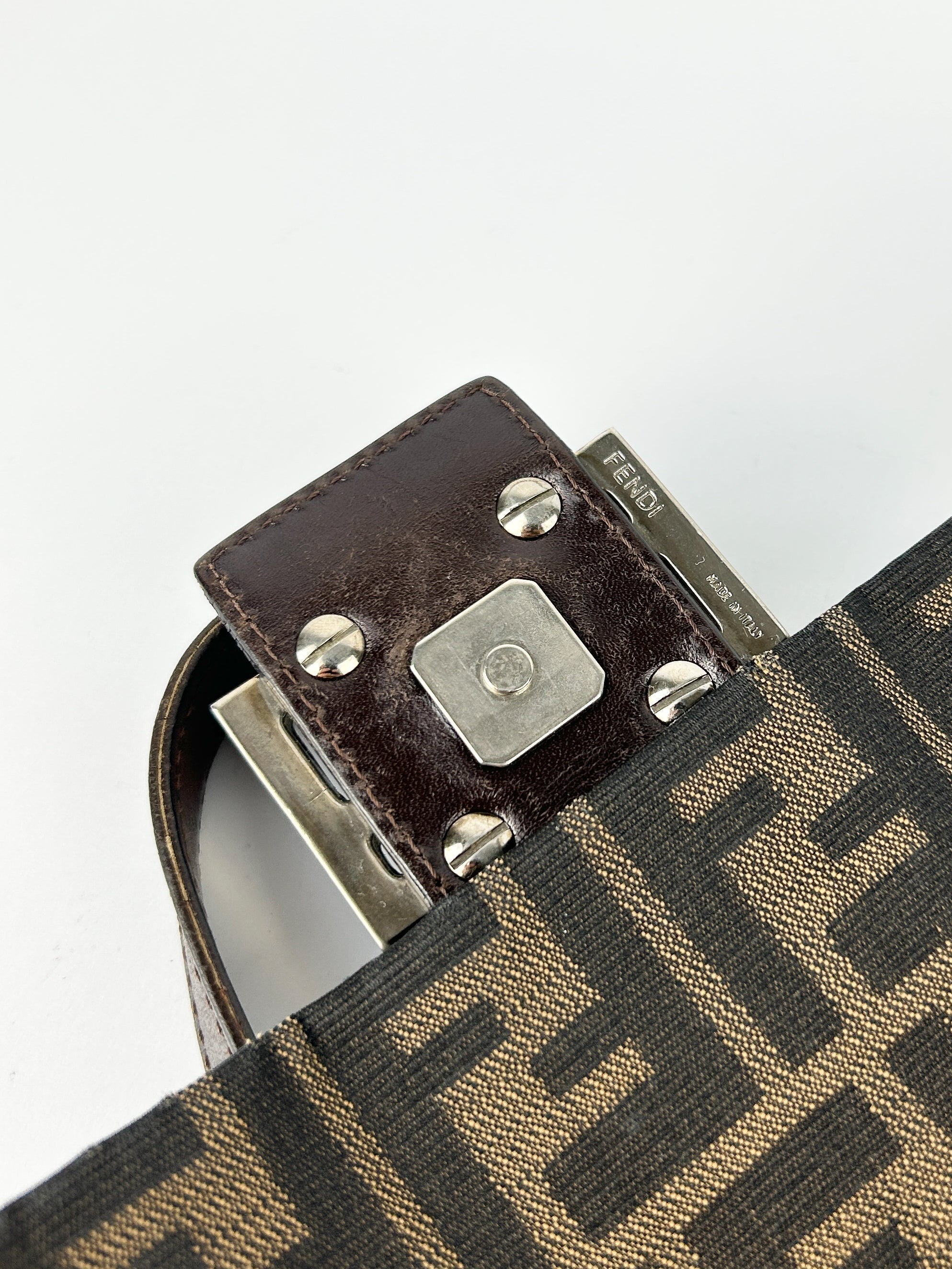 Vintage Fendi Zucca Mamma Baguette Shoulder Bag