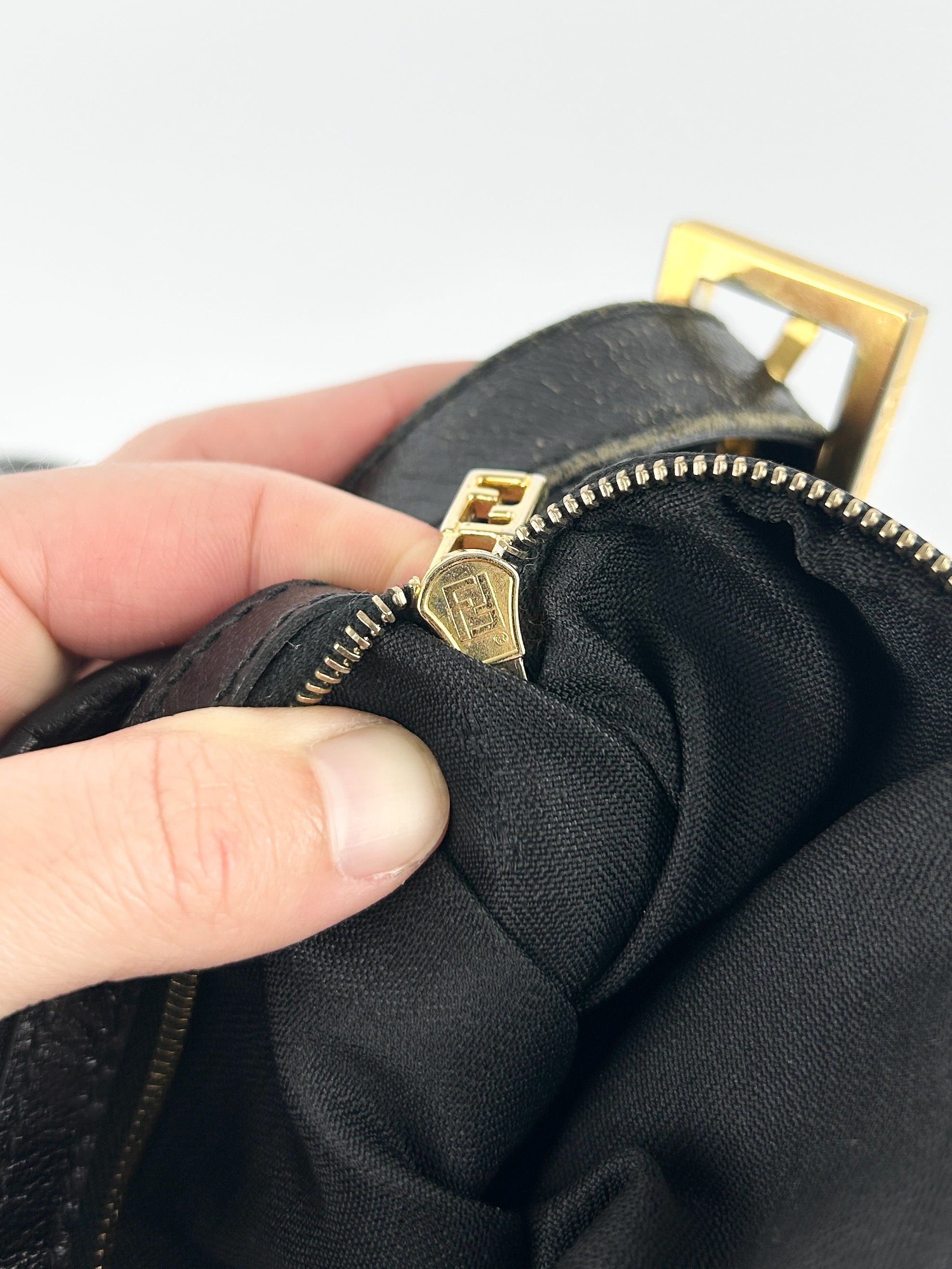 Vintage Fendi Black Pony Hair Mamma Baguette Shoulder Bag