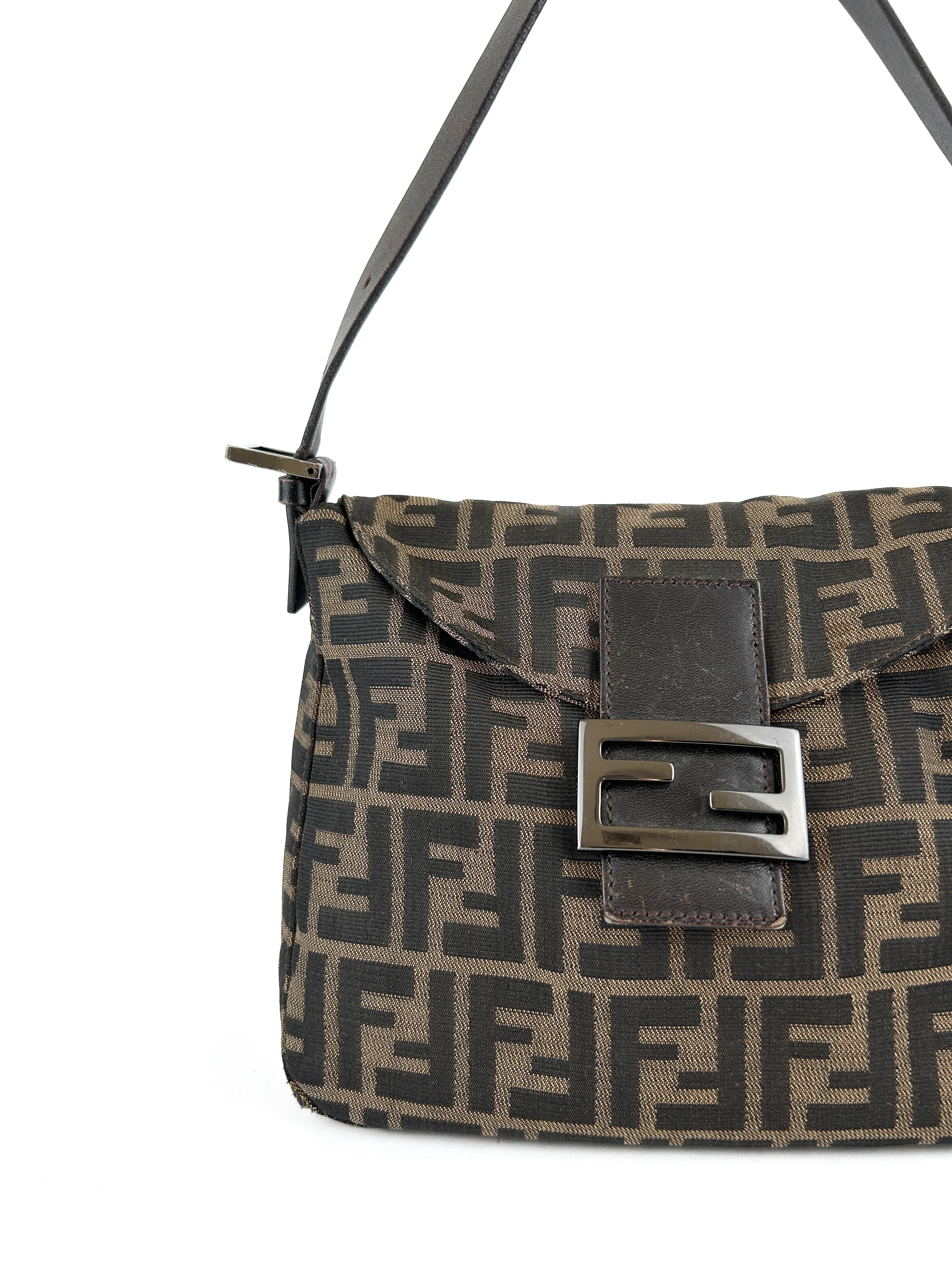 Vintage Fendi Zucca Mamma Baguette Shoulder Bag