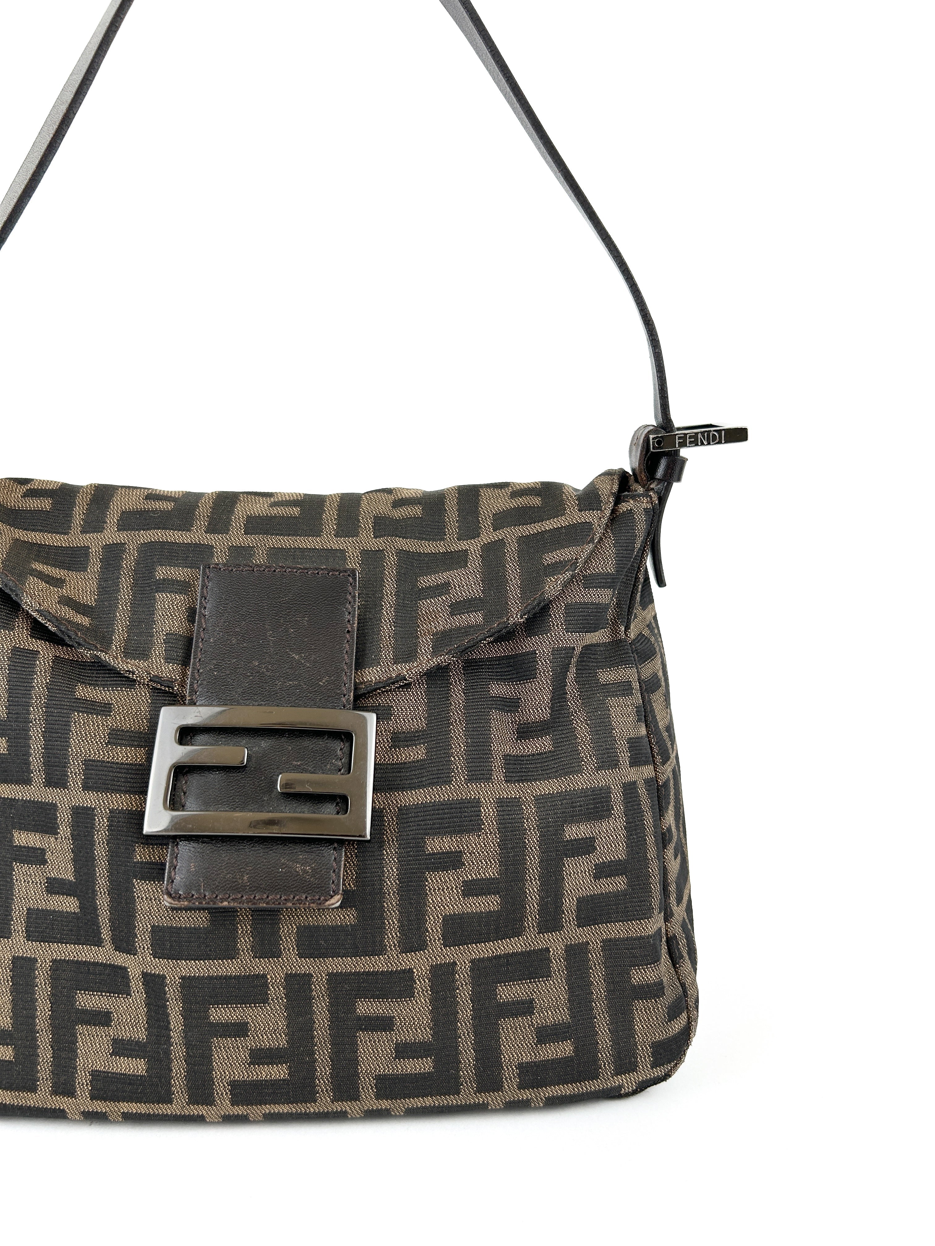 Vintage Fendi Zucca Mamma Baguette Shoulder Bag