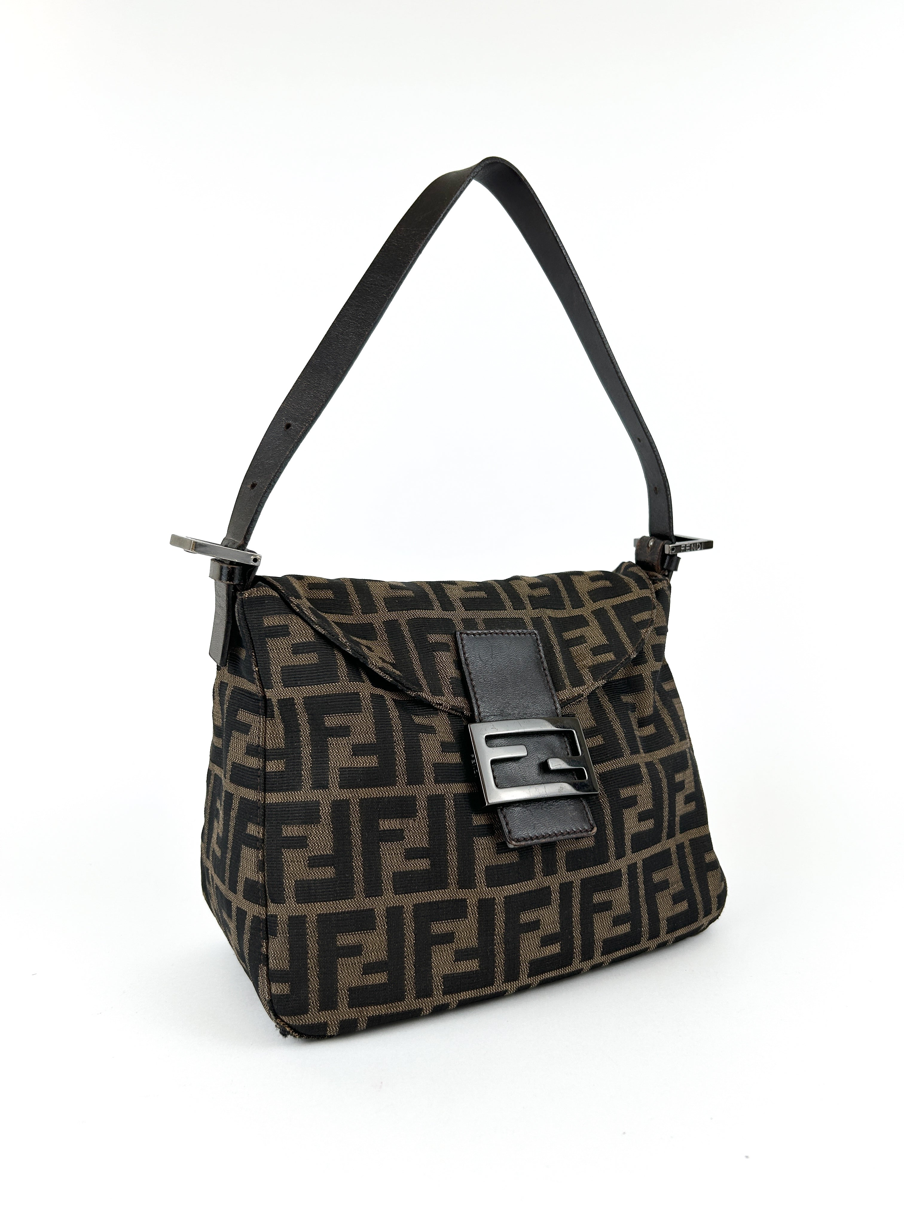 Vintage Fendi Zucca Mamma Baguette Shoulder Bag