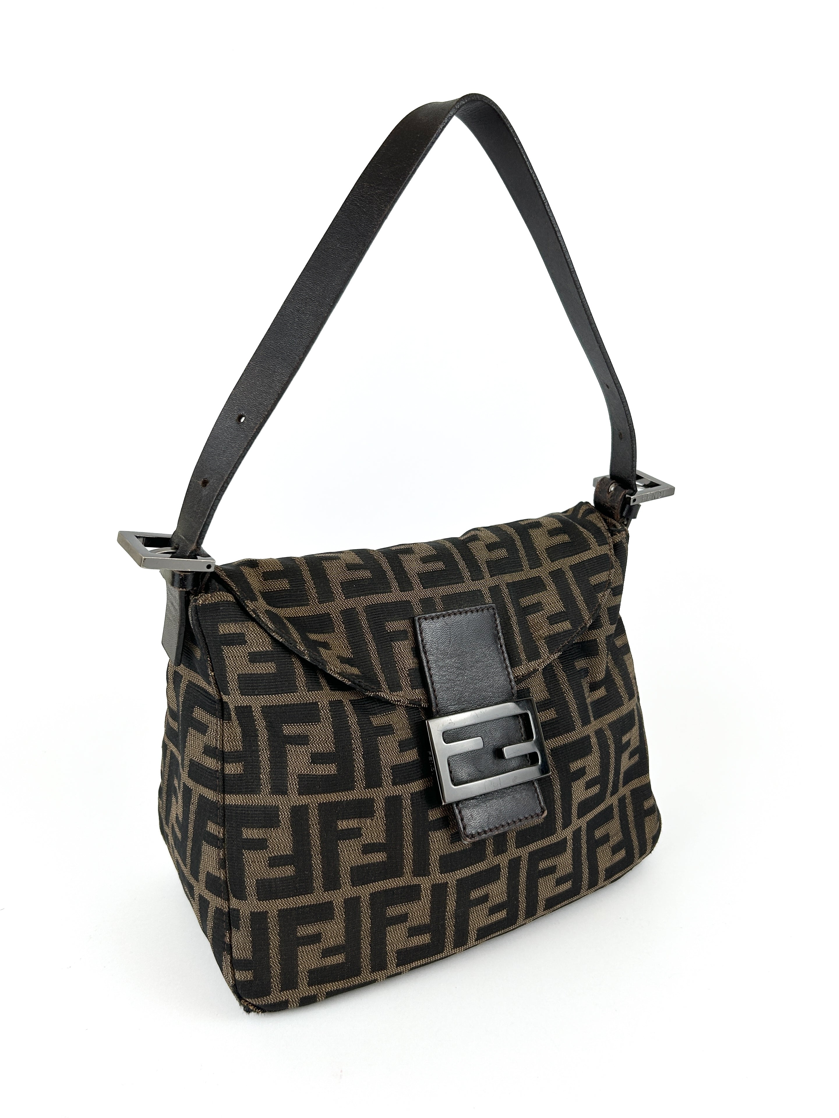 Vintage Fendi Zucca Mamma Baguette Shoulder Bag