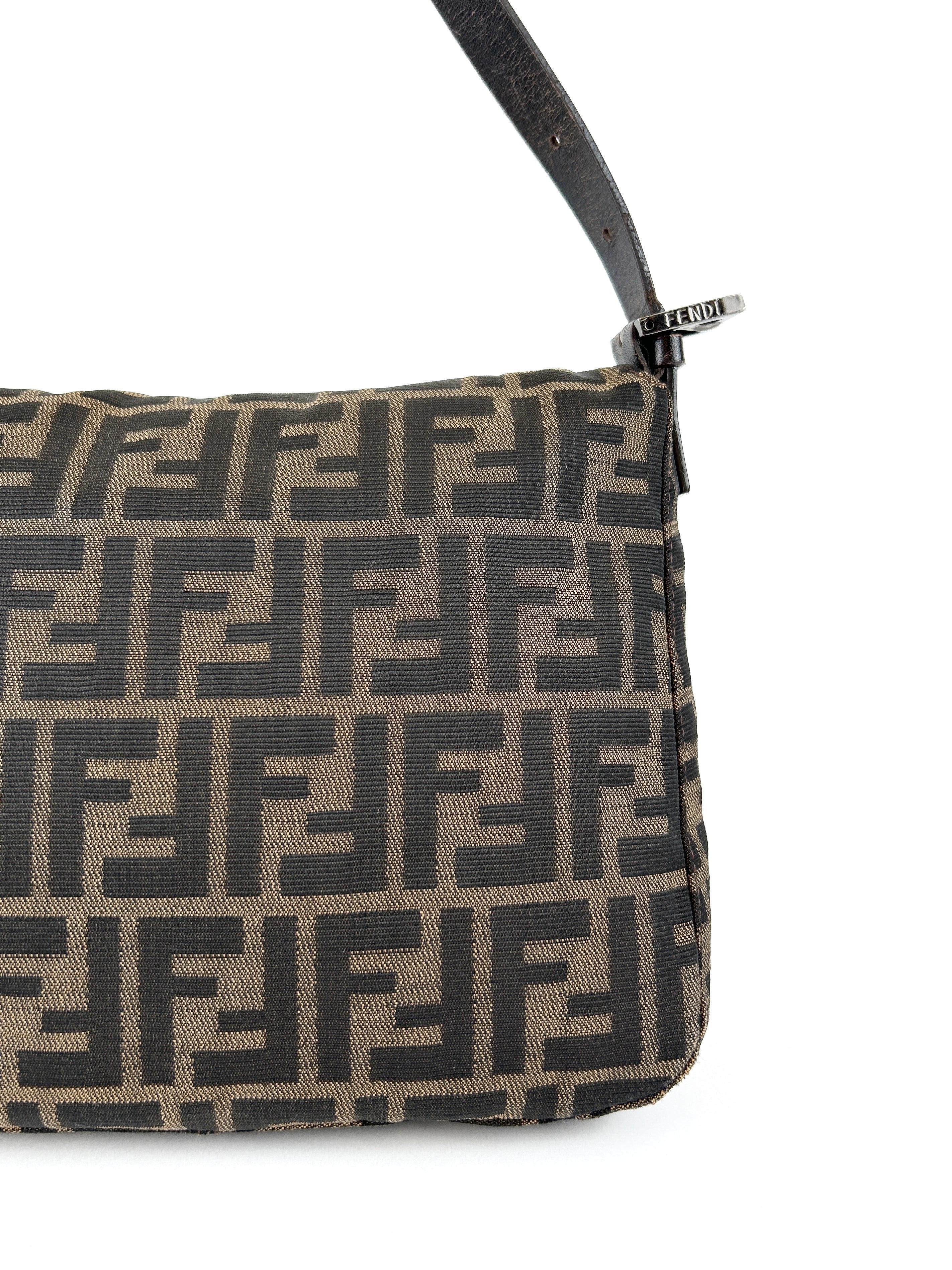 Vintage Fendi Zucca Mamma Baguette Shoulder Bag