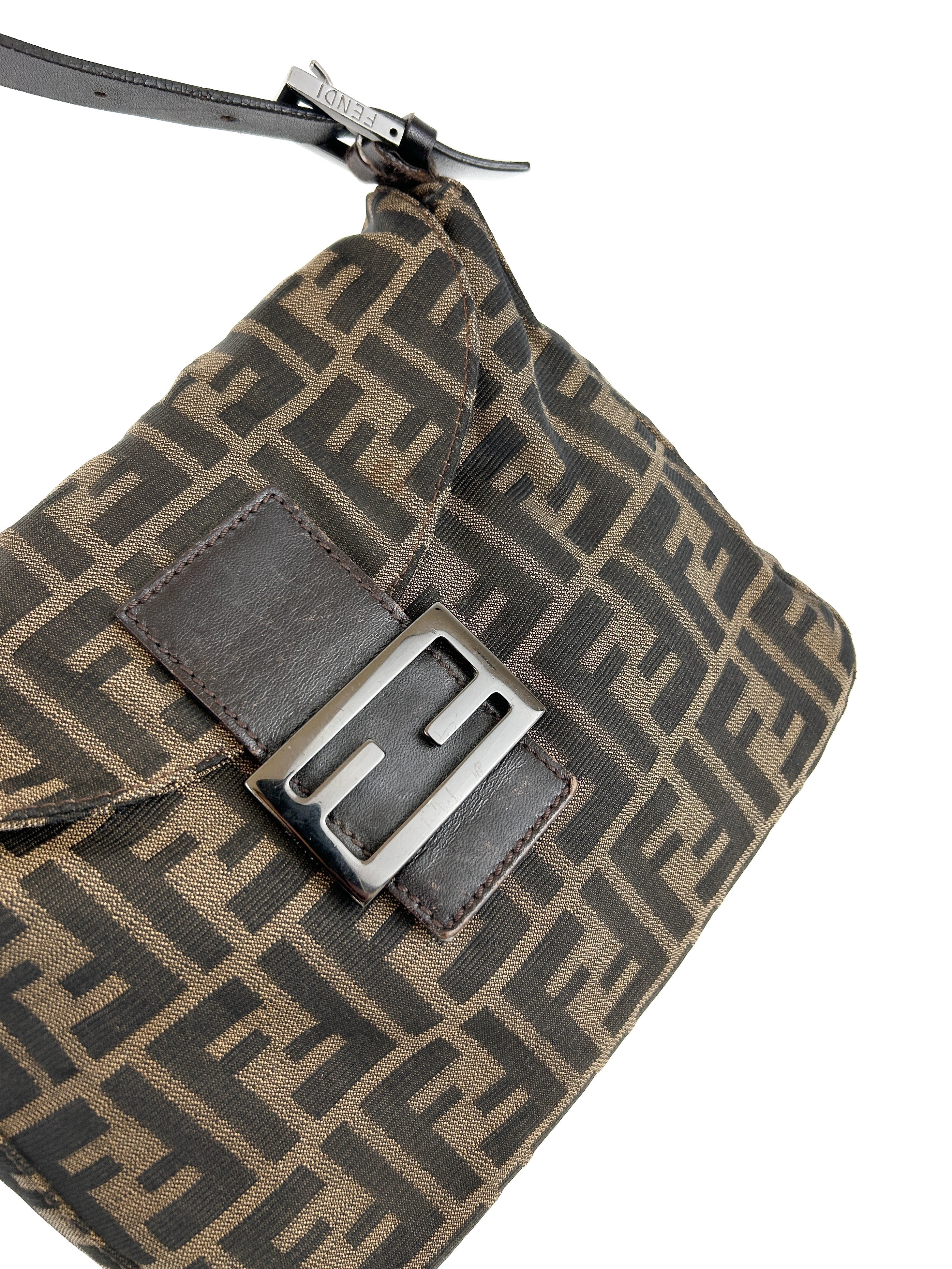 Vintage Fendi Zucca Mamma Baguette Shoulder Bag