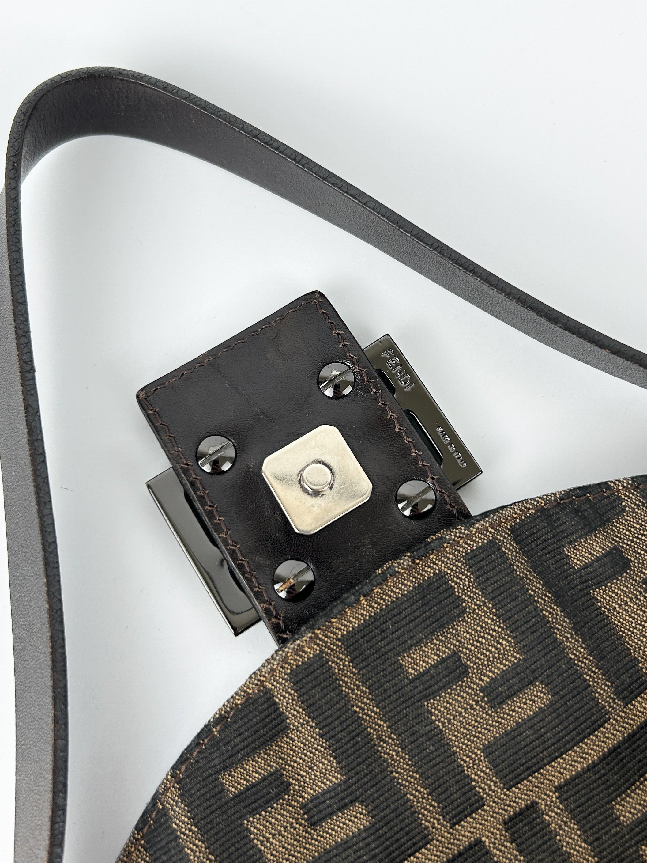 Vintage Fendi Zucca Mamma Baguette Shoulder Bag