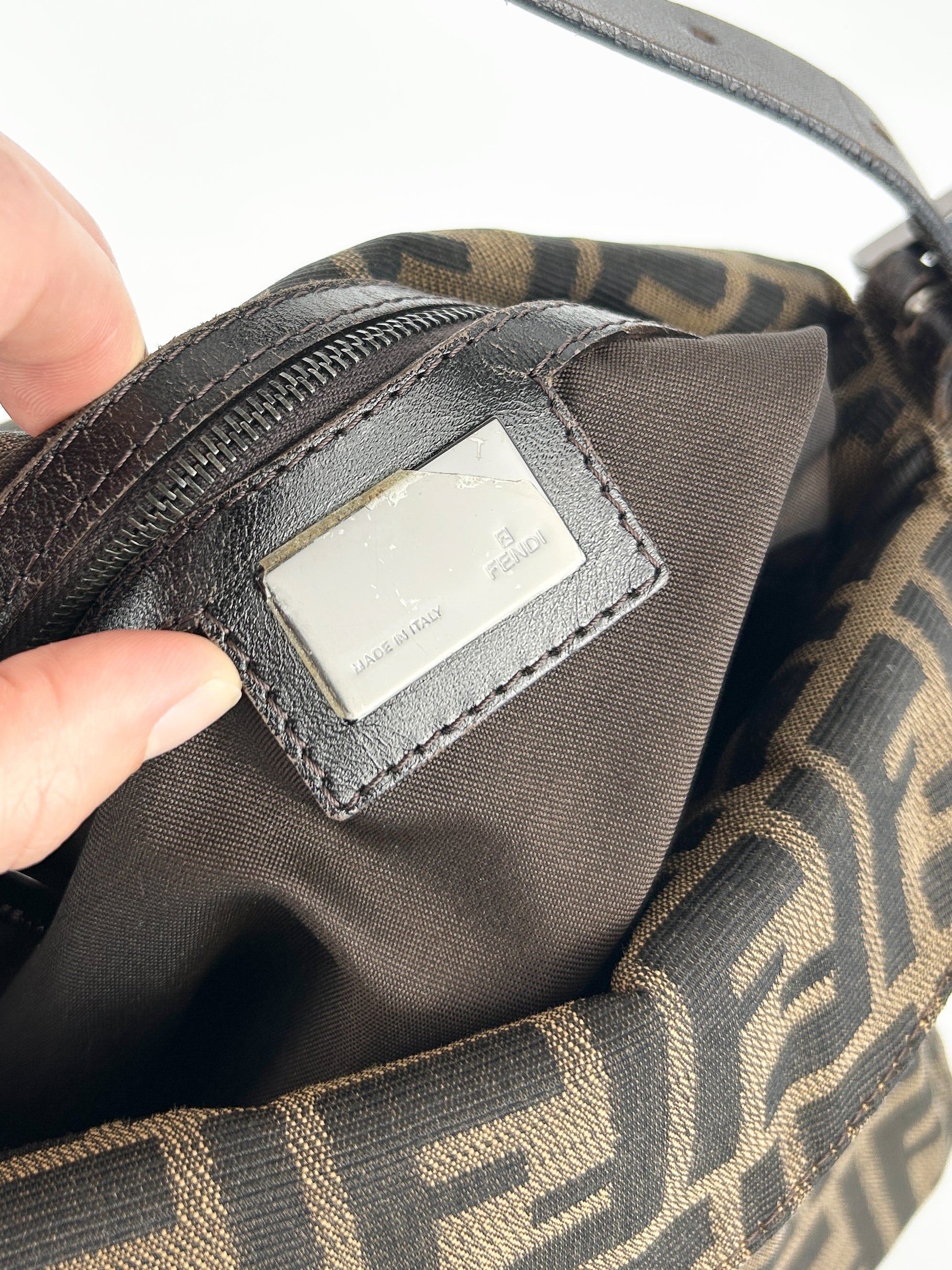 Vintage Fendi Zucca Mamma Baguette Shoulder Bag