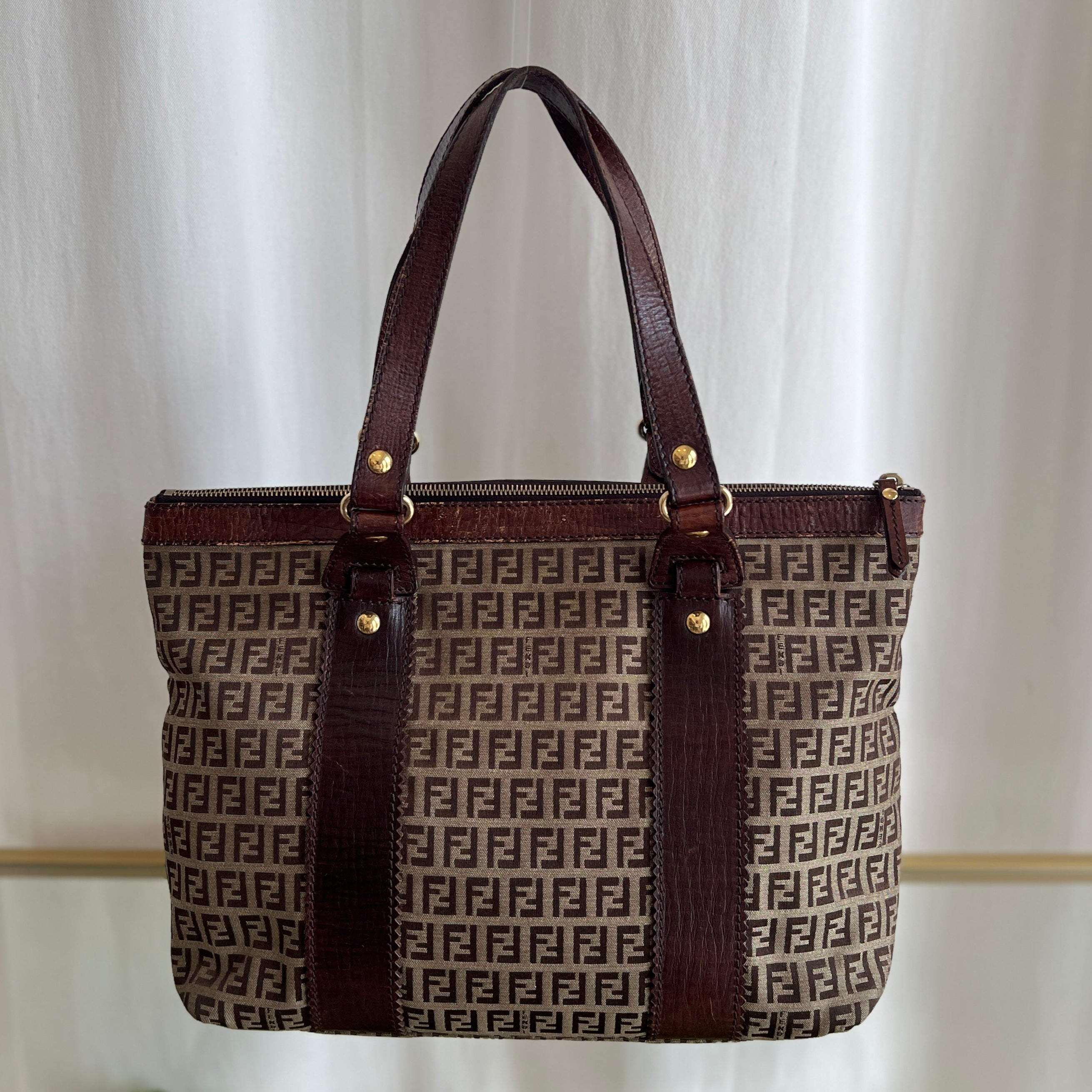 FENDI Brown Zucchino Tote