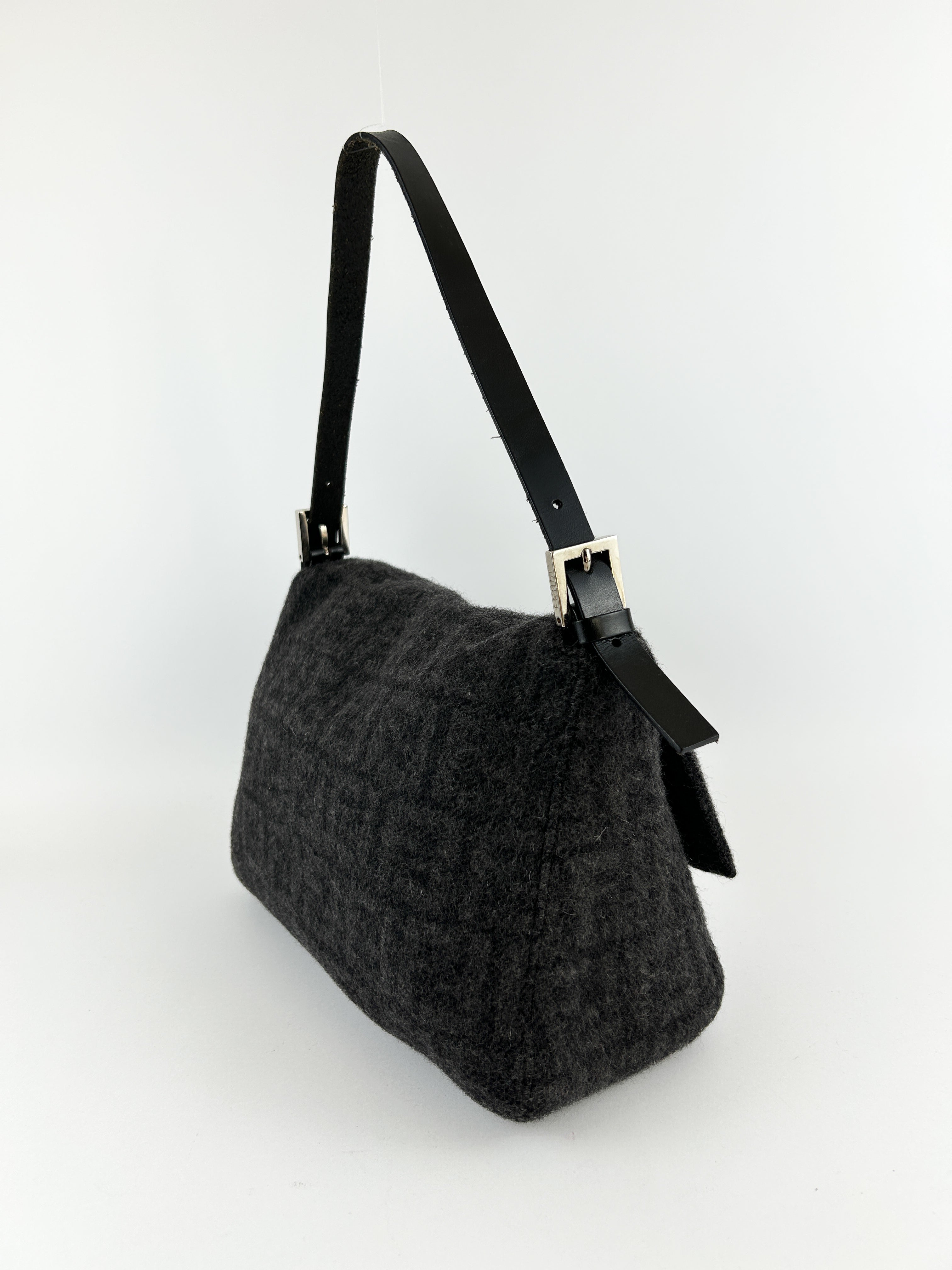 Vintage Fendi Zucca Cashmere Mamma Baguette Shoulder Bag