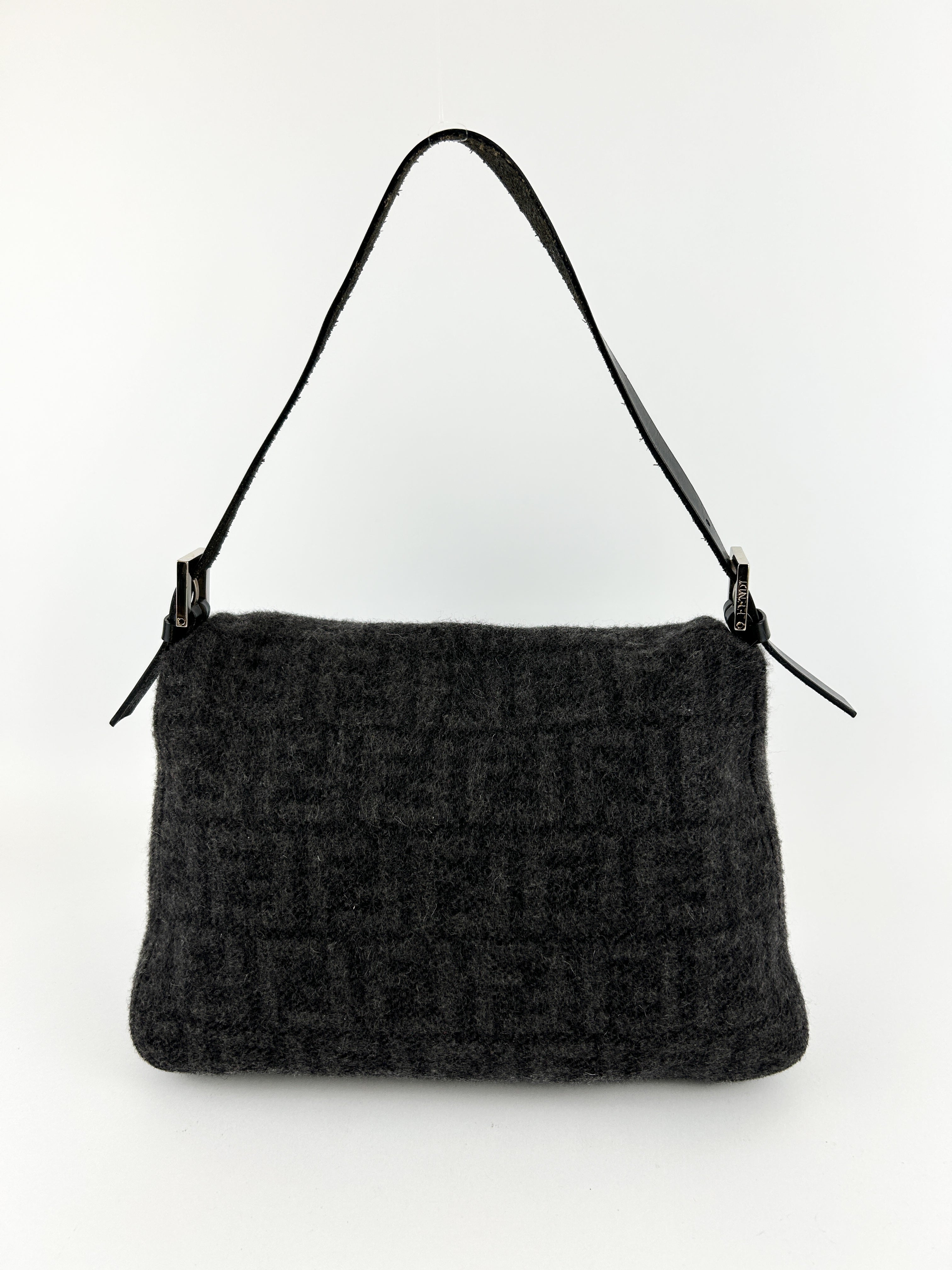 Vintage Fendi Zucca Cashmere Mamma Baguette Shoulder Bag