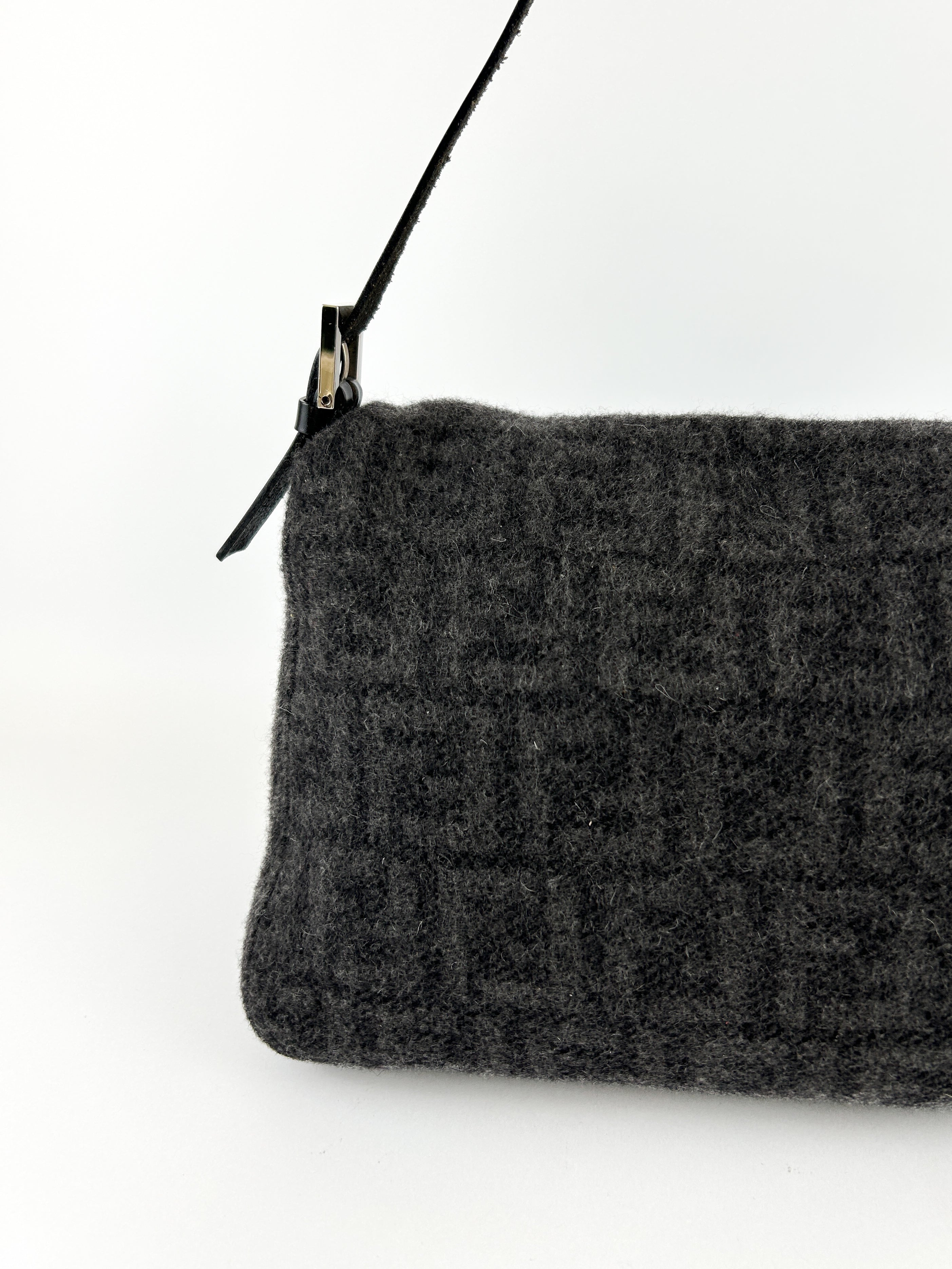 Vintage Fendi Zucca Cashmere Mamma Baguette Shoulder Bag