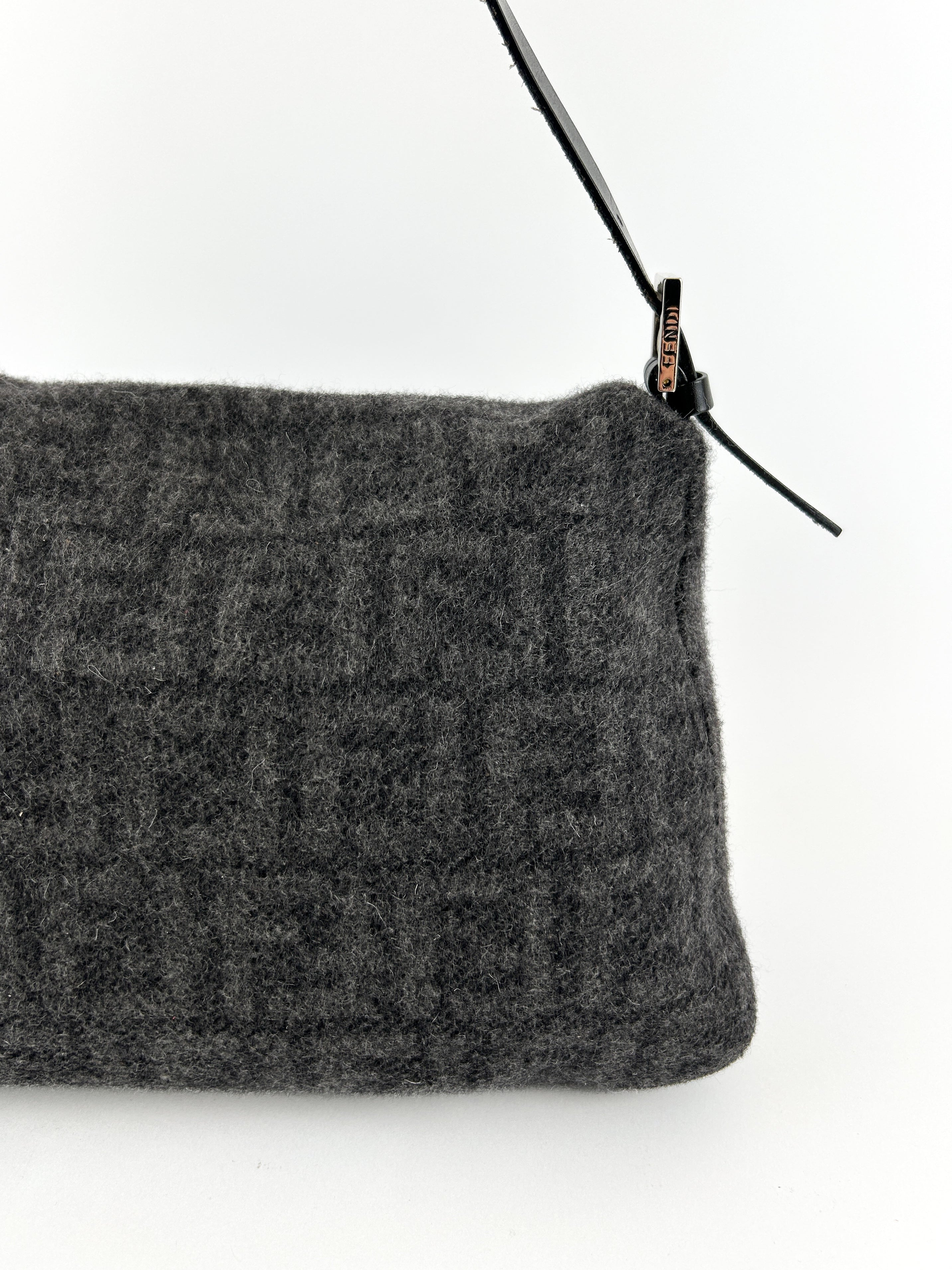 Vintage Fendi Zucca Cashmere Mamma Baguette Shoulder Bag
