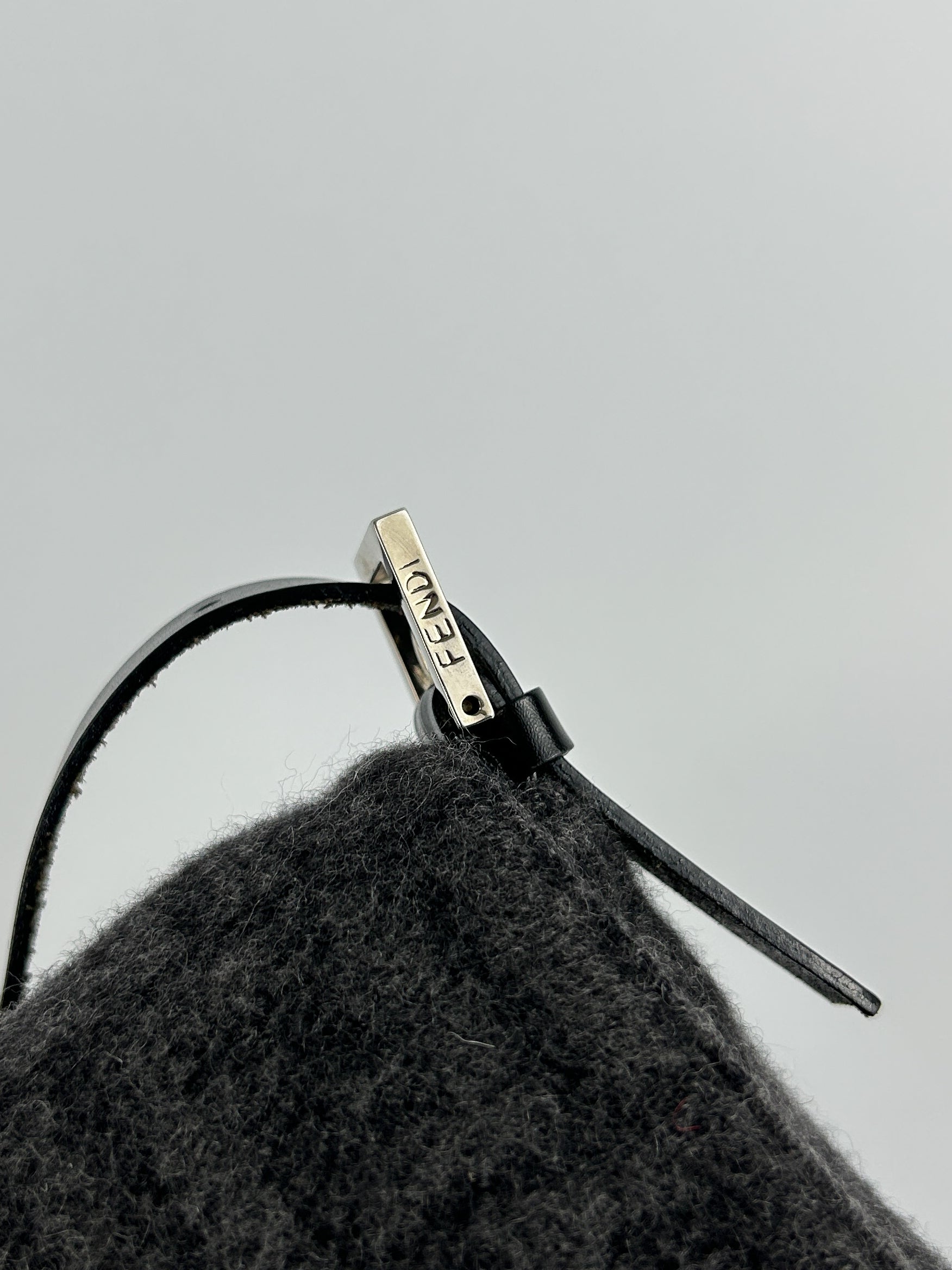 Vintage Fendi Zucca Cashmere Mamma Baguette Shoulder Bag
