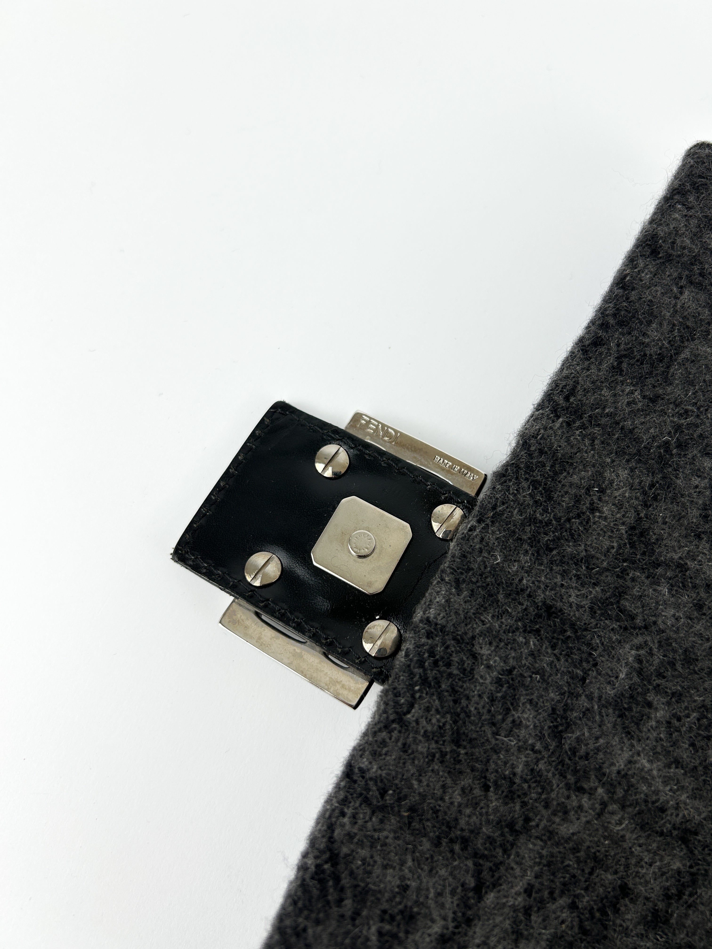 Vintage Fendi Zucca Cashmere Mamma Baguette Shoulder Bag