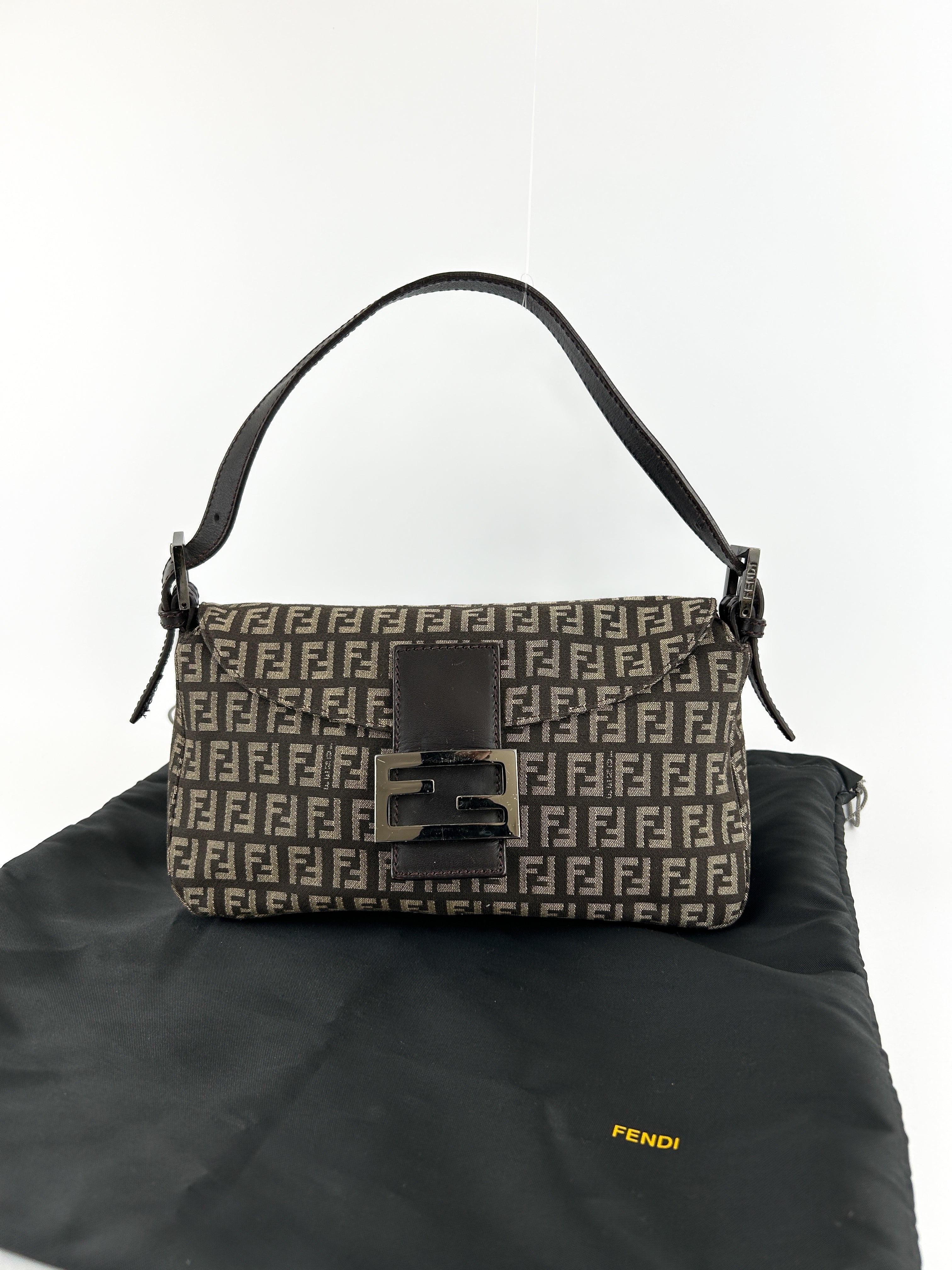 Vintage Fendi Zucca Baguette Shoulder Bag