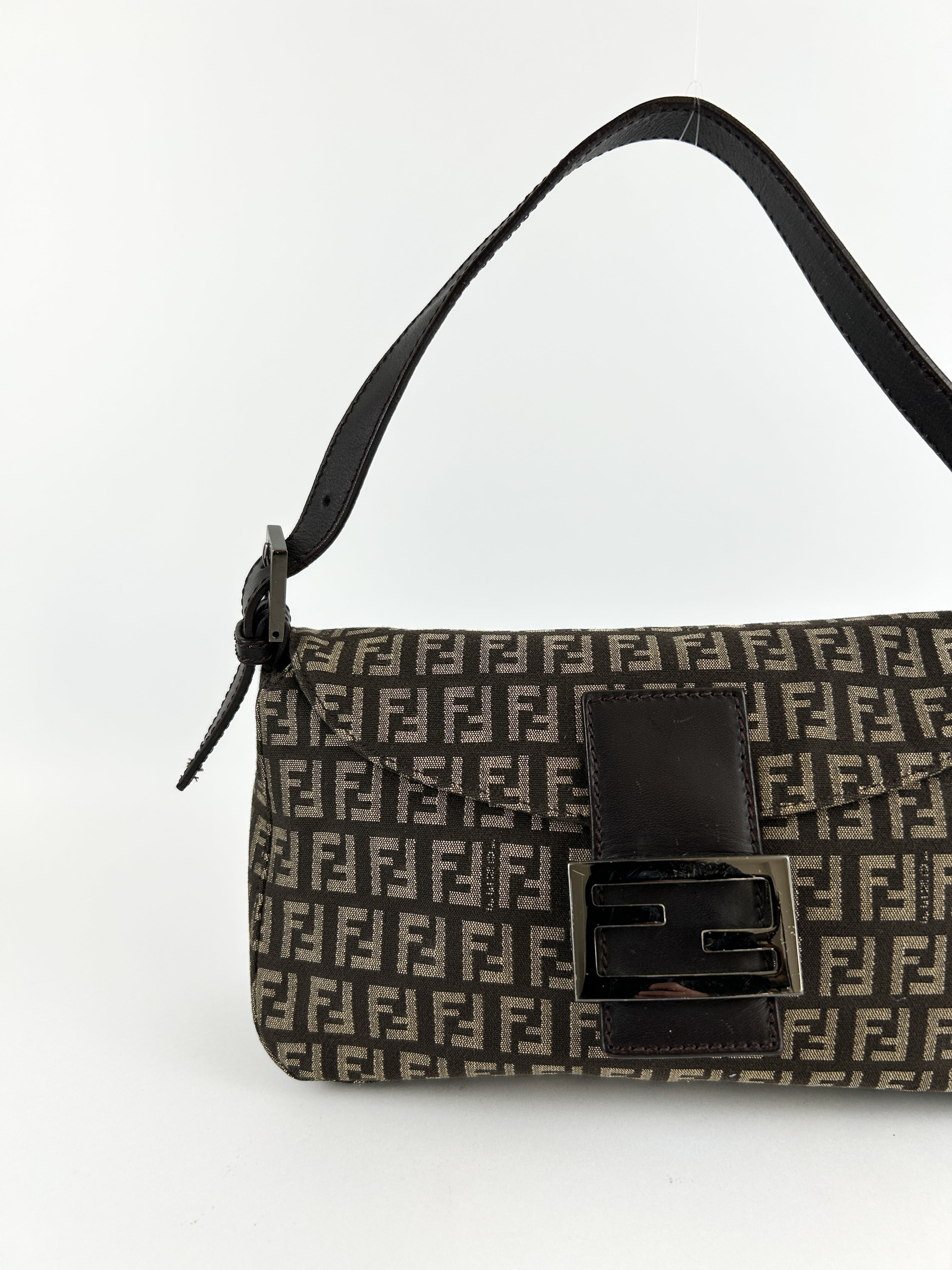Vintage Fendi Zucca Baguette Shoulder Bag